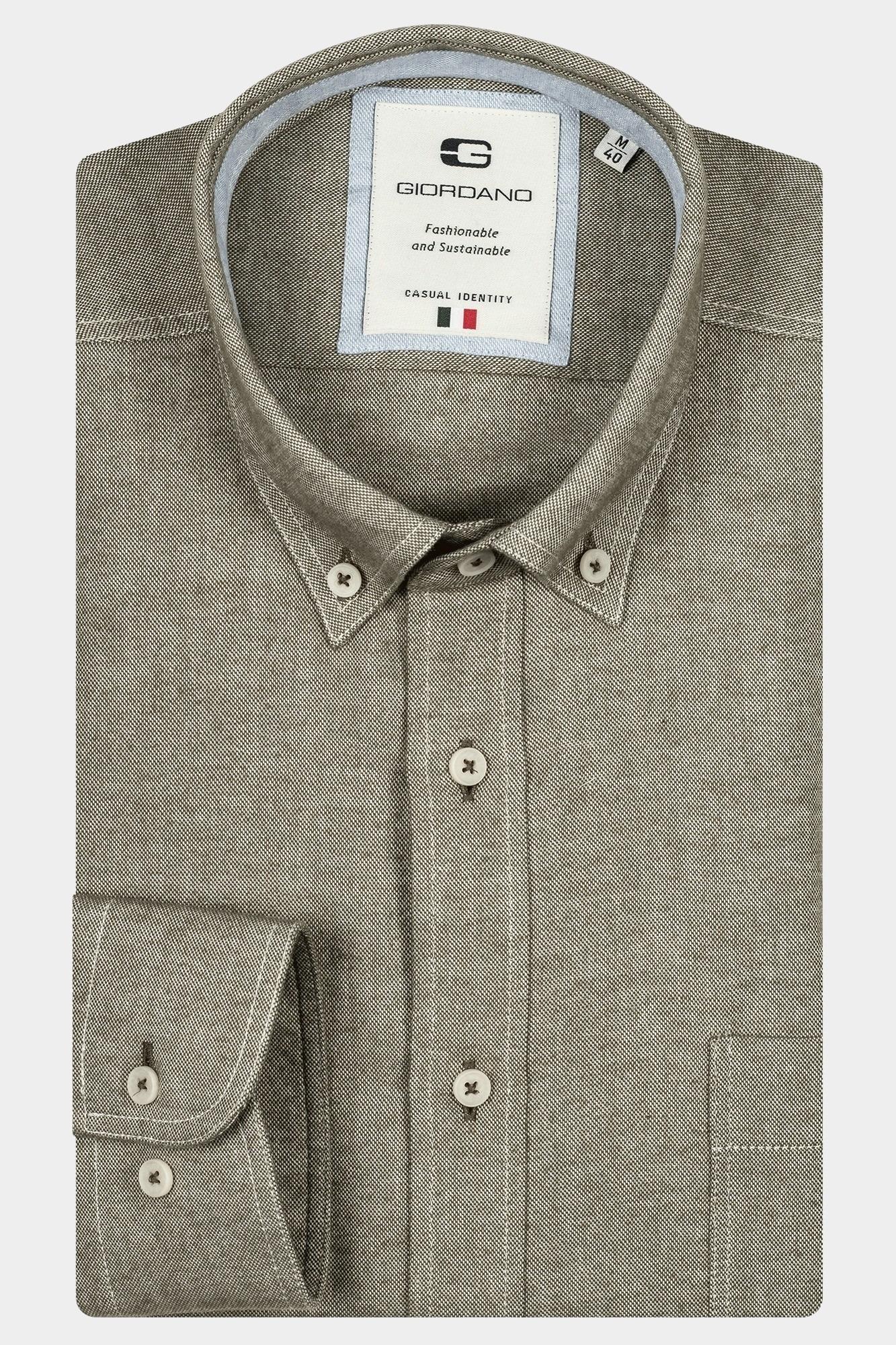 Giordano Casual hemd lange mouw Groen Bologna, LS Button Down Oxfor 427809/70