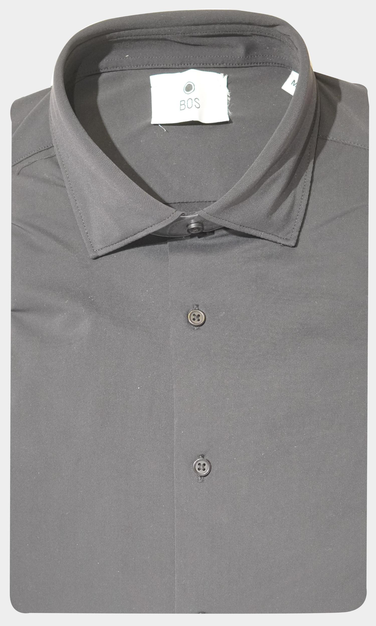 Bos Business hemd lange mouw Zwart Stretch shirt 1709724/900