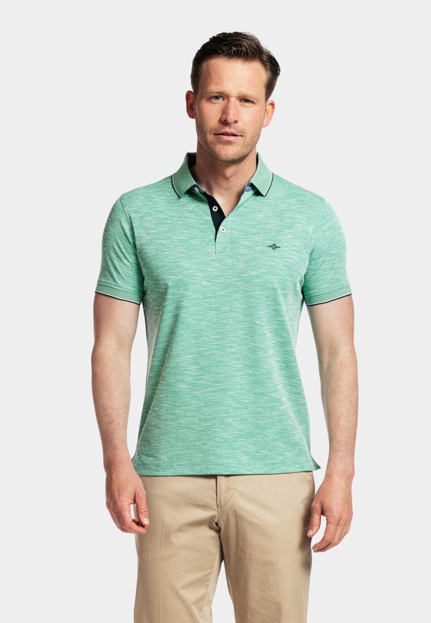 Baileys Polo korte mouw Groen Poloshirt  2-tone slub interl 415212/72