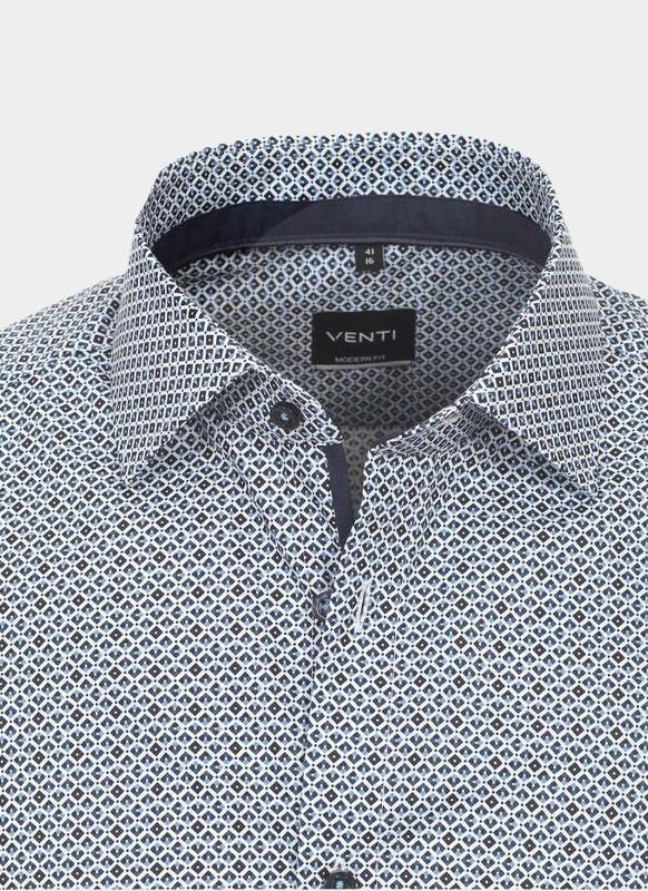 Venti Business hemd lange mouw Blauw Kent Modern Fit 123942300/100