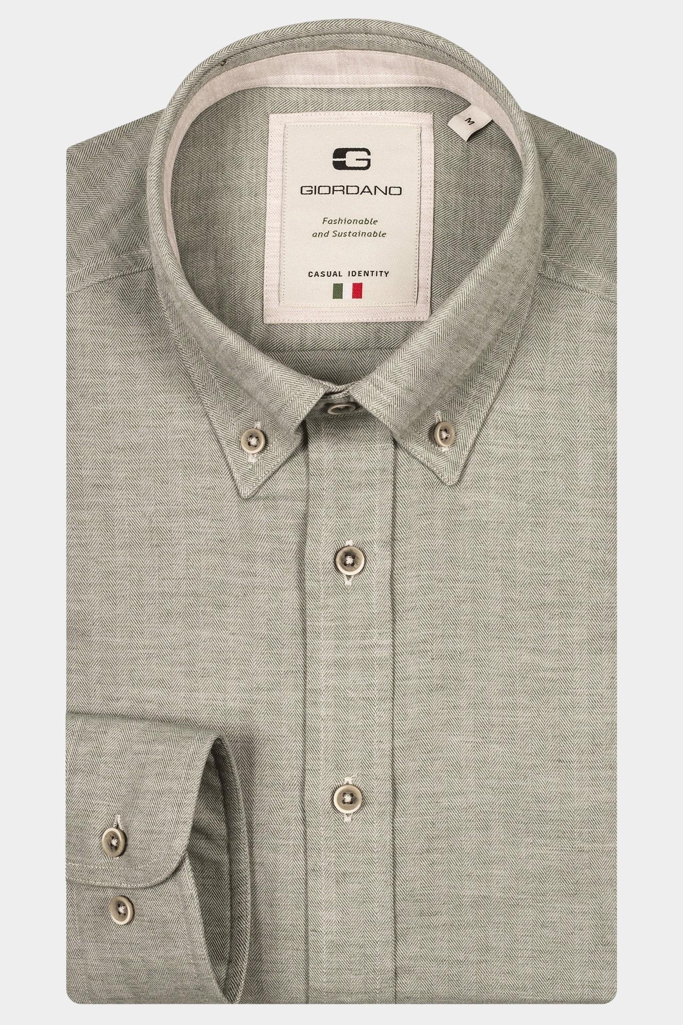 Giordano Casual hemd lange mouw Groen Loreto, LS Cutaway  Melange H 427834/71