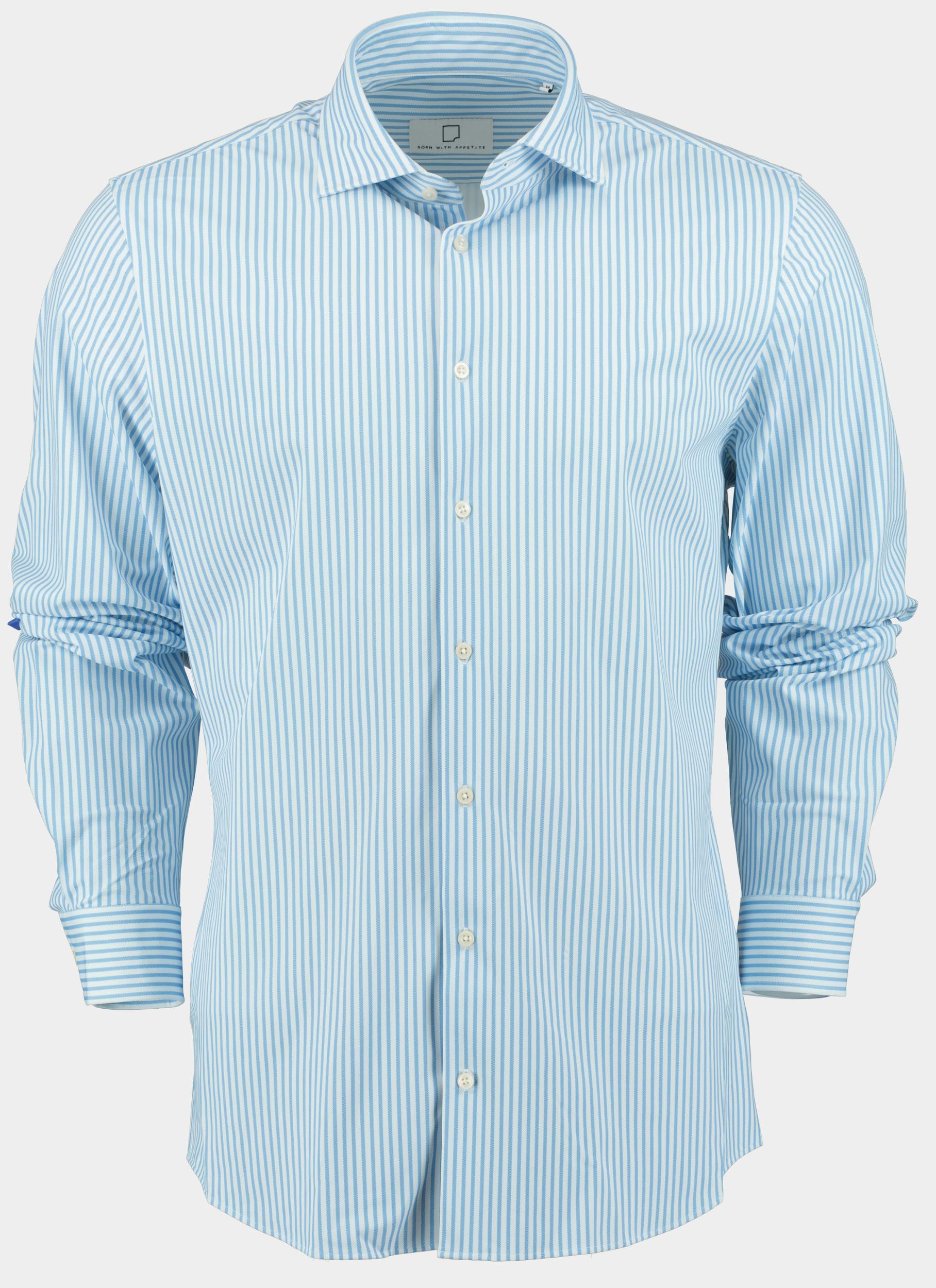 Born With Appetite Casual hemd lange mouw Blauw Zaky Shirt Ws Print Oxford 4- 24307ZA02/210 light blue