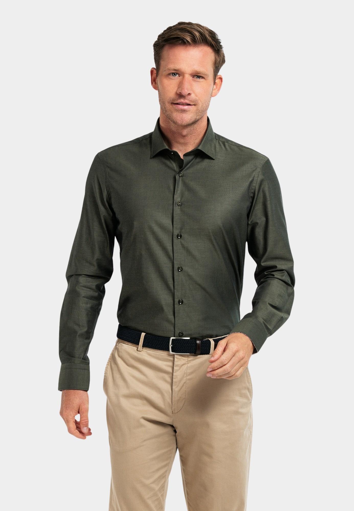 Giordano Casual hemd lange mouw Groen Maggiore, LS Semi Cutaway  Pl 427804/70