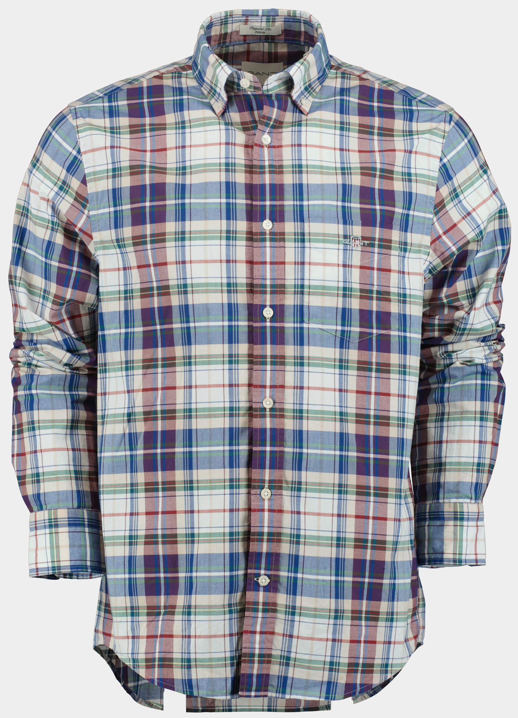 Gant Casual hemd lange mouw Paars Poplin Tartan Check Shirt 3240165/638