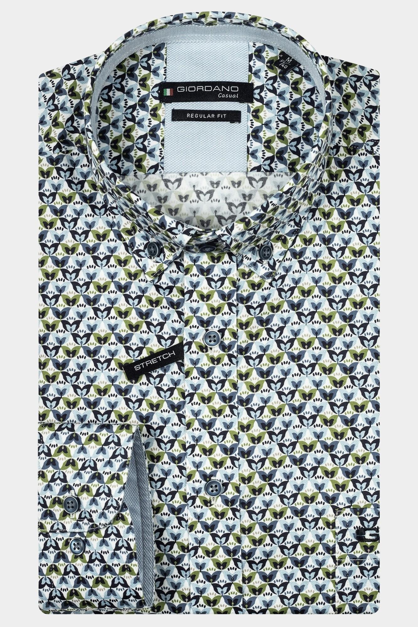 Giordano Casual hemd lange mouw Groen Ivy, LS Button Down Butterfli 427022/70