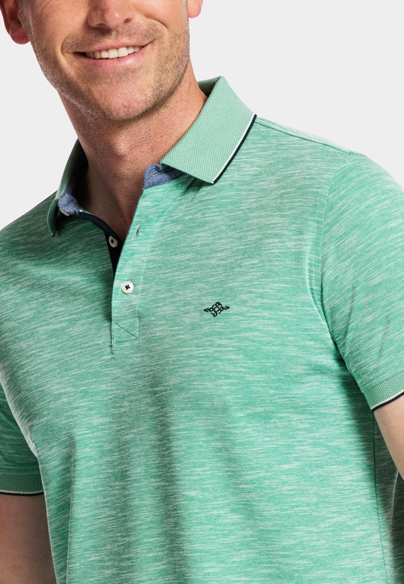 Baileys Polo korte mouw Groen Poloshirt  2-tone slub interl 415212/72