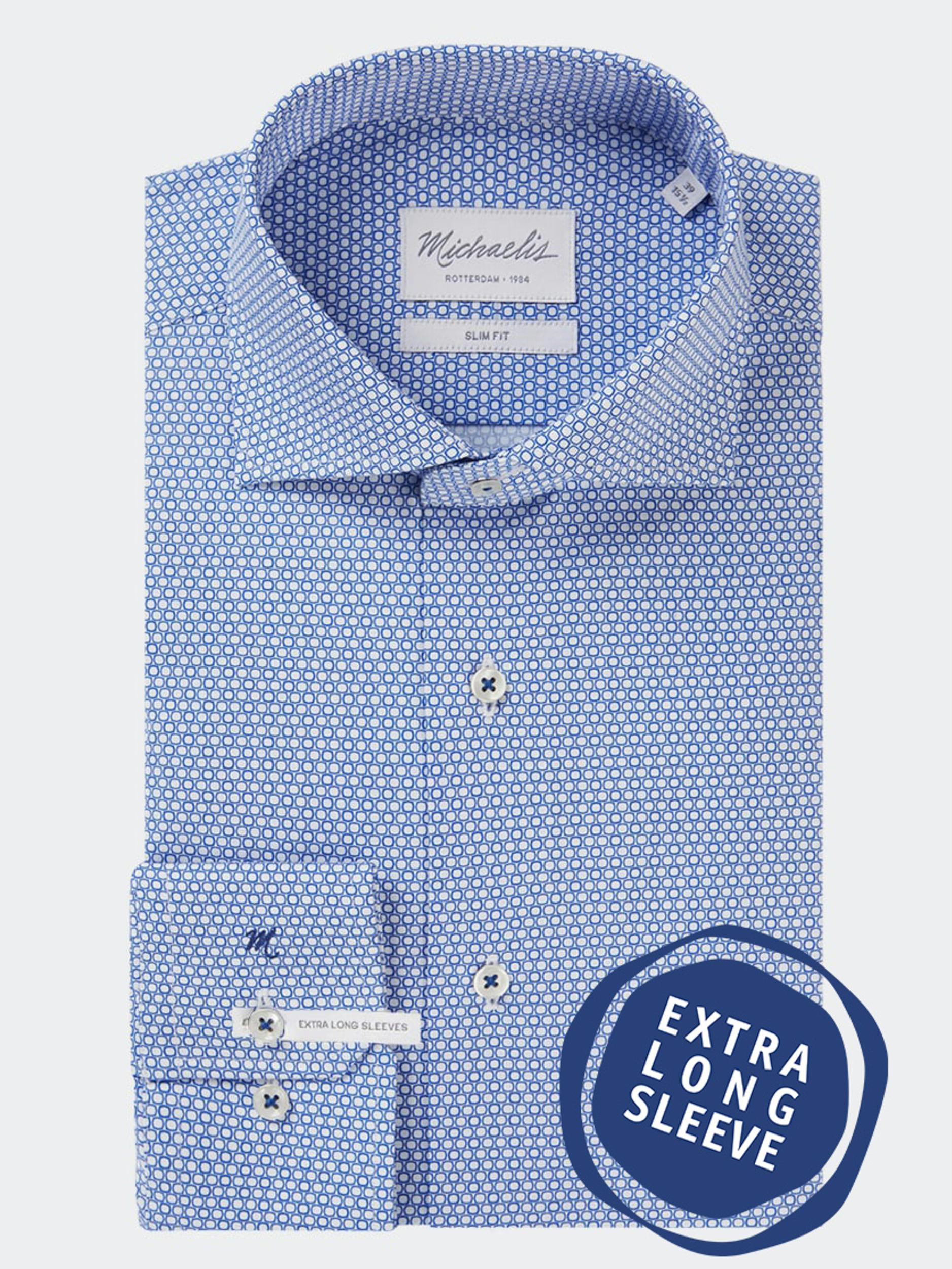 Outlook Postcode bros 17% Korting Michaelis Overhemd Extra Lange Mouw Blauw PMSH400028/M | Bos  Men Shop