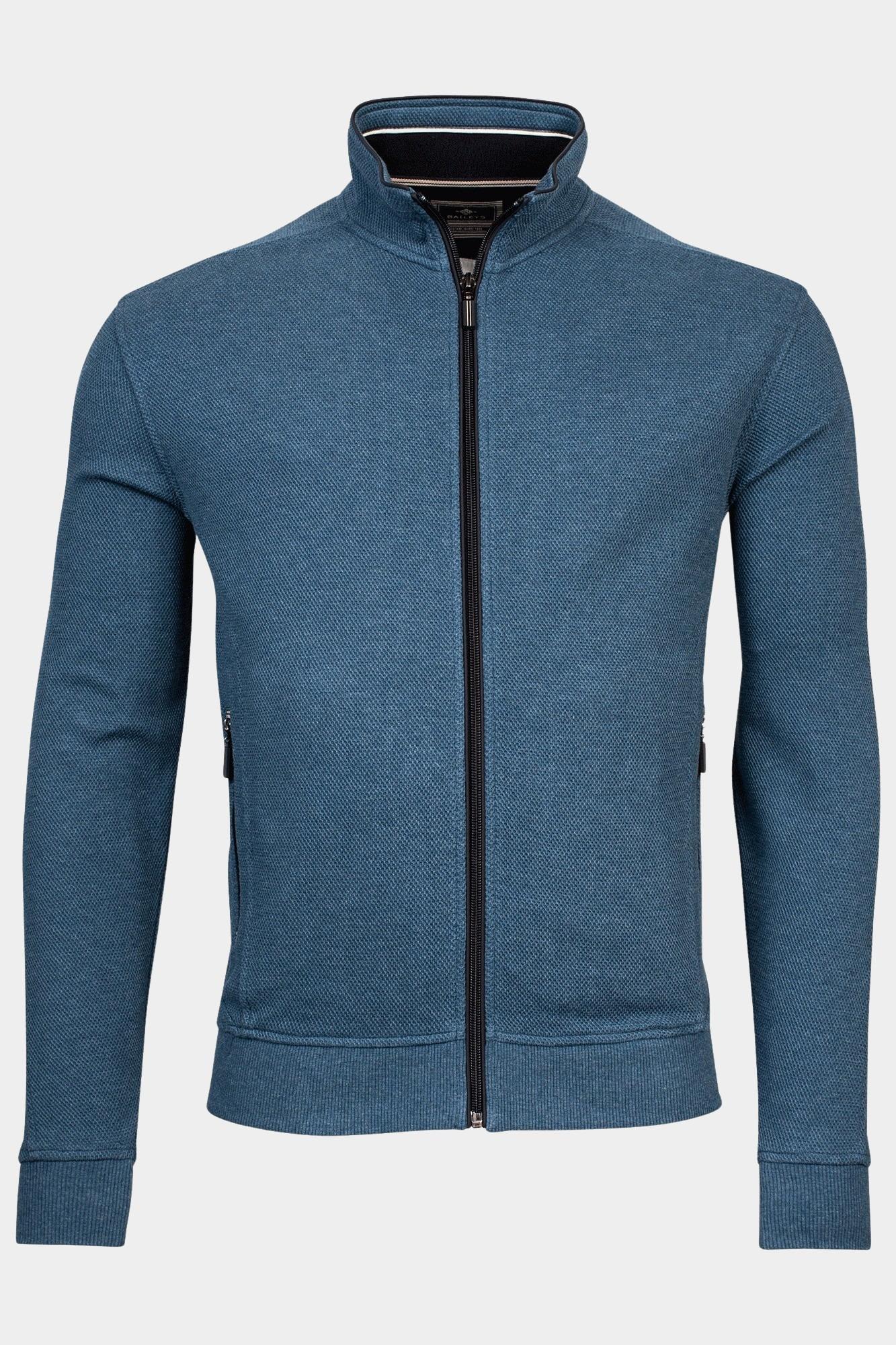 Baileys Vest Blauw Sweat Cardigan Zip Honeycomb 322281/655