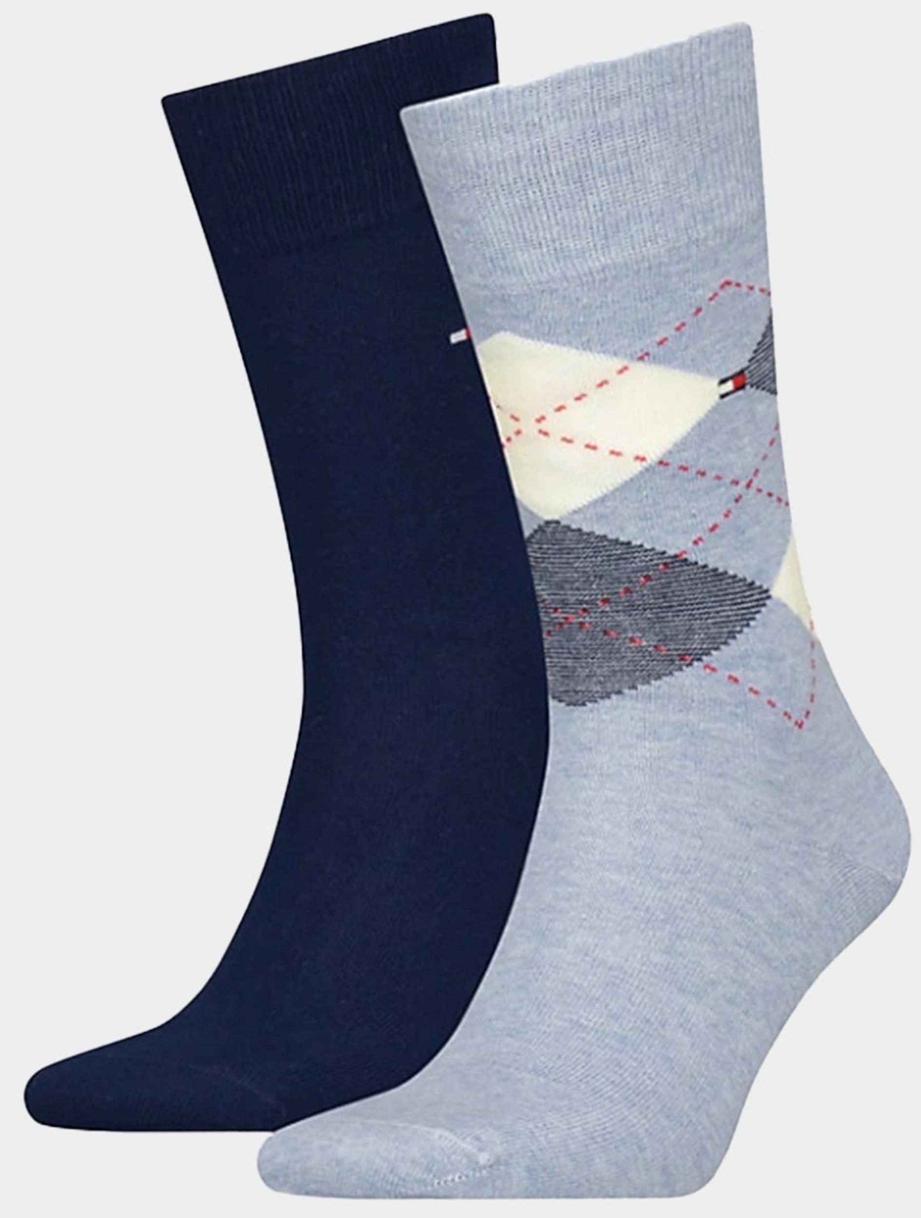 Tommy Hilfiger Sokken Blauw Sock check 2p 100001495/038