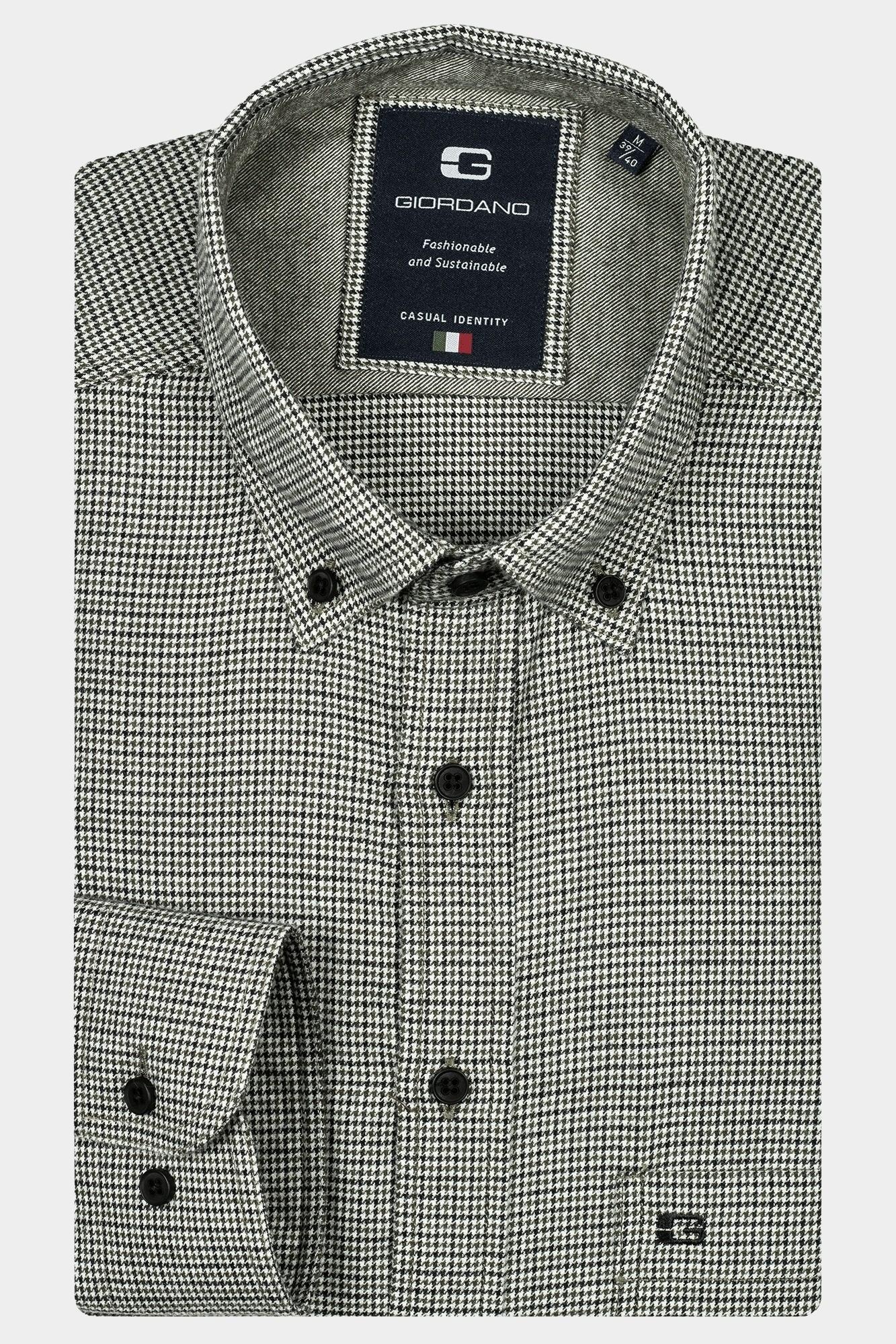 Giordano Casual hemd lange mouw Groen Brando, LS Button Down  Brush 427301/72