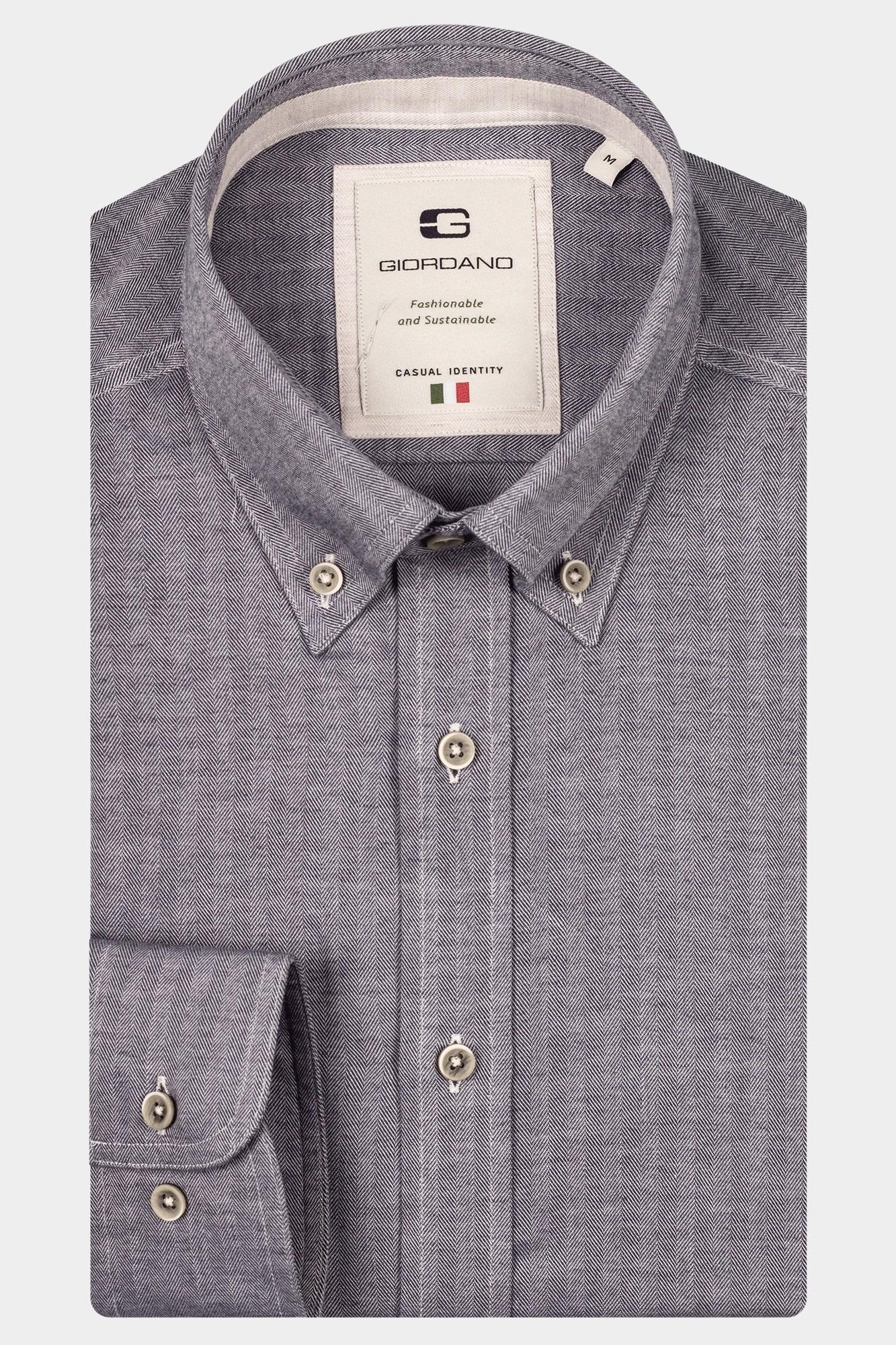 Giordano Casual hemd lange mouw Blauw Loreto, LS Cutaway  Melange H 427834/60