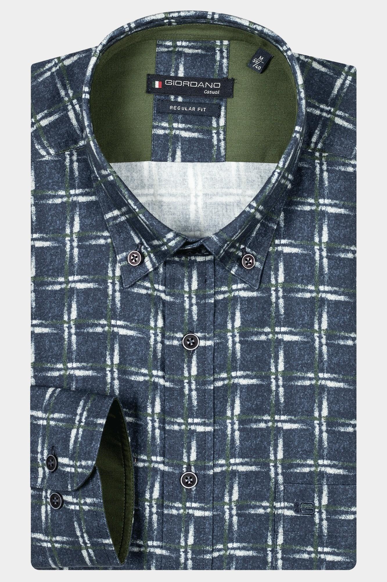 Giordano Casual hemd lange mouw Groen Ivy, LS Button Down  Printed 427310/70