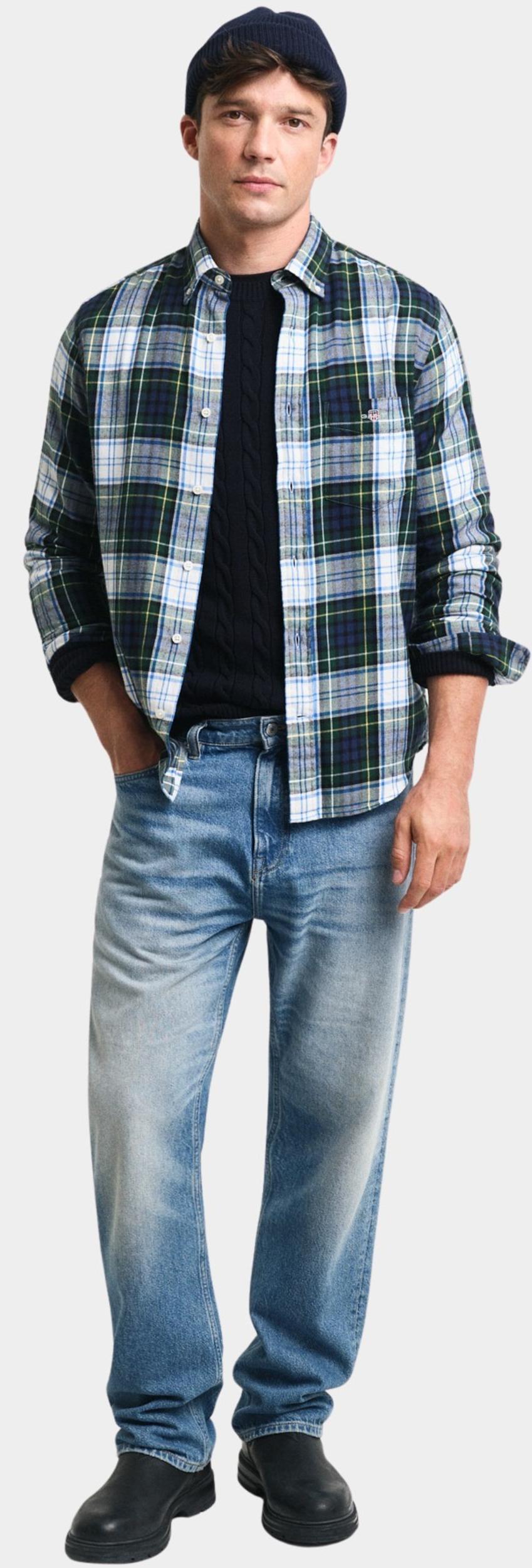 Gant Casual hemd lange mouw Groen REG FLANNEL CHECK SHIRT 3250001/374