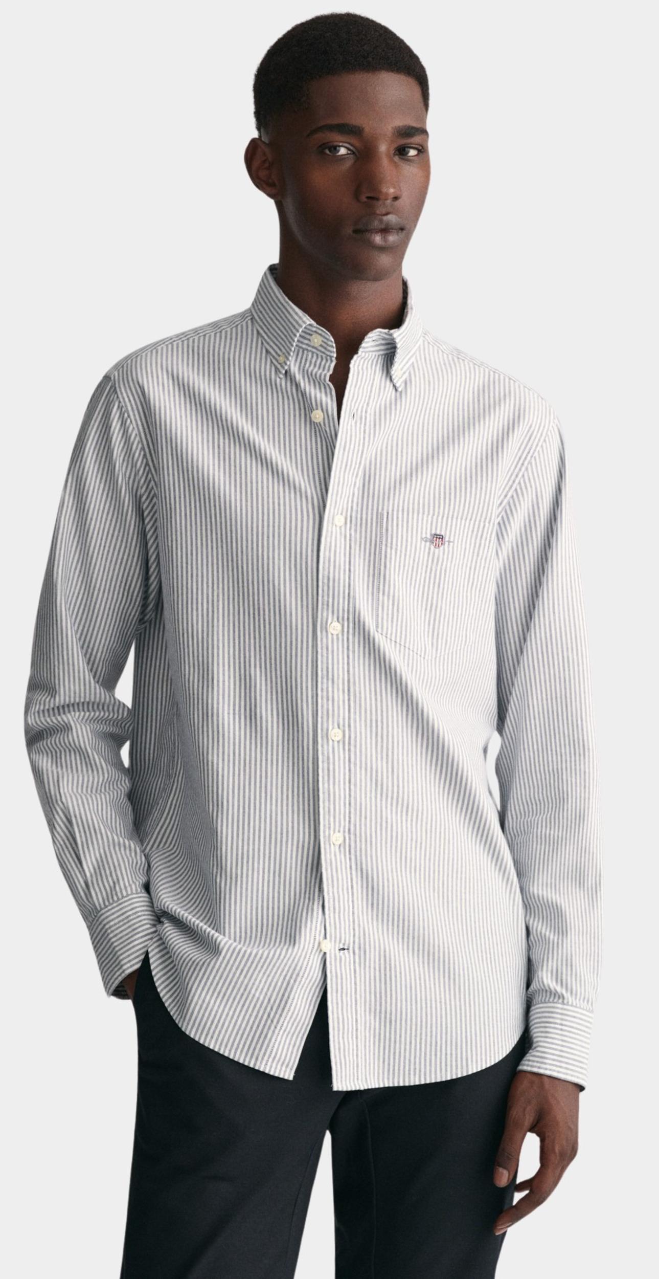 Gant Casual hemd lange mouw Blauw Oxford Banker Stripe Shirt 3000230/423