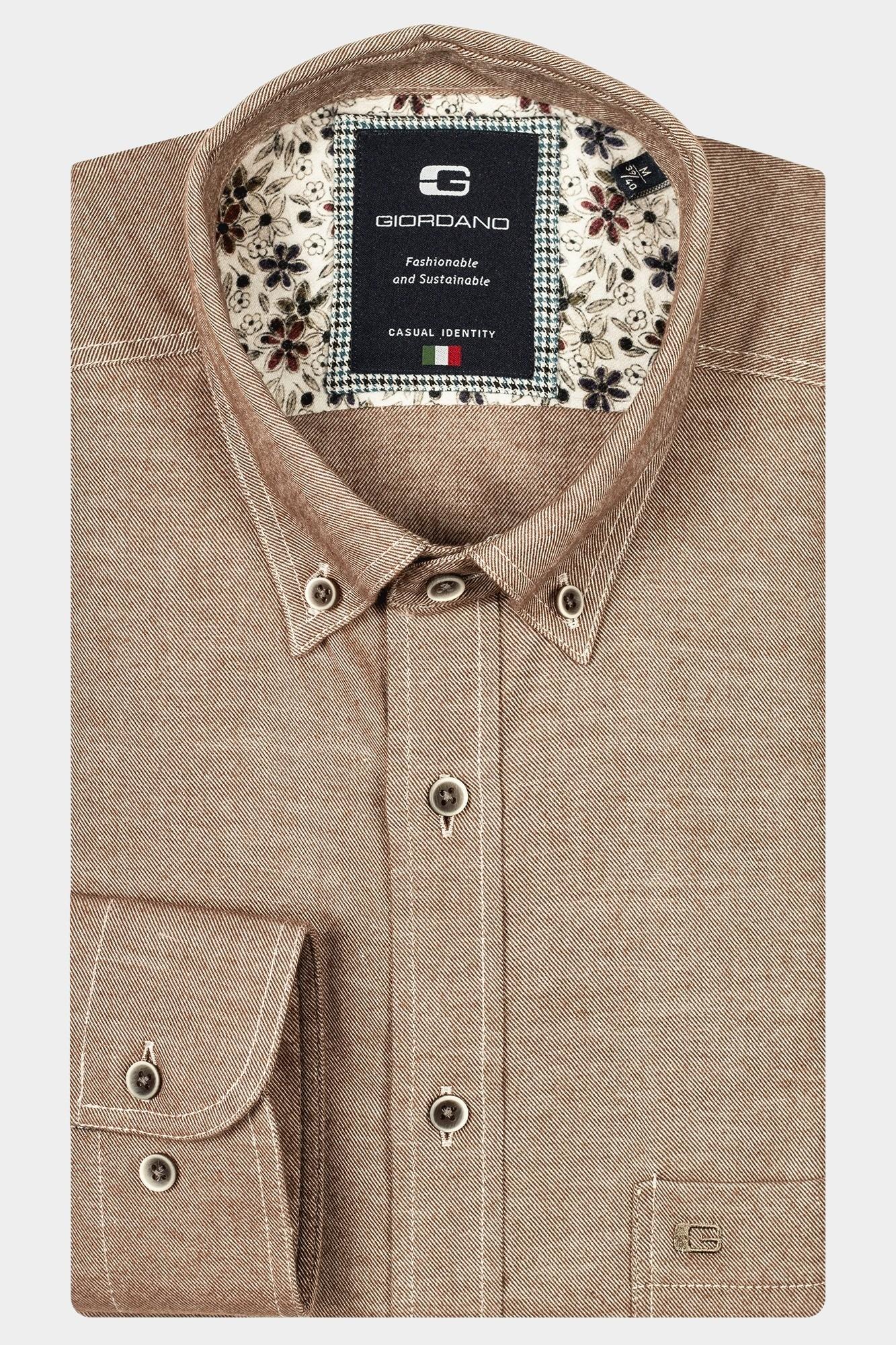 Giordano Casual hemd lange mouw Wit Brando, LS Button Down  Two-T 427001/81