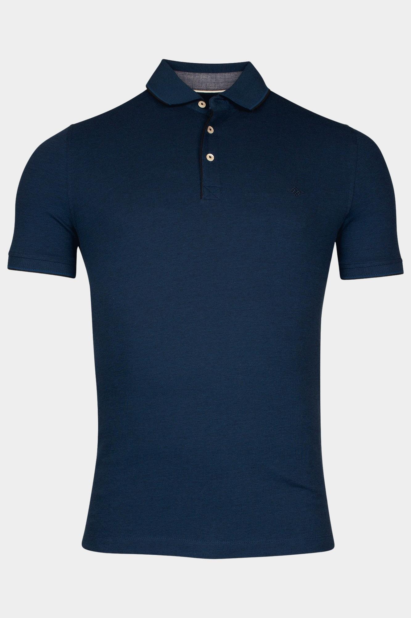 Baileys Polo korte mouw Blauw Poloshirt  2-tone oxford Piqu 415287/60