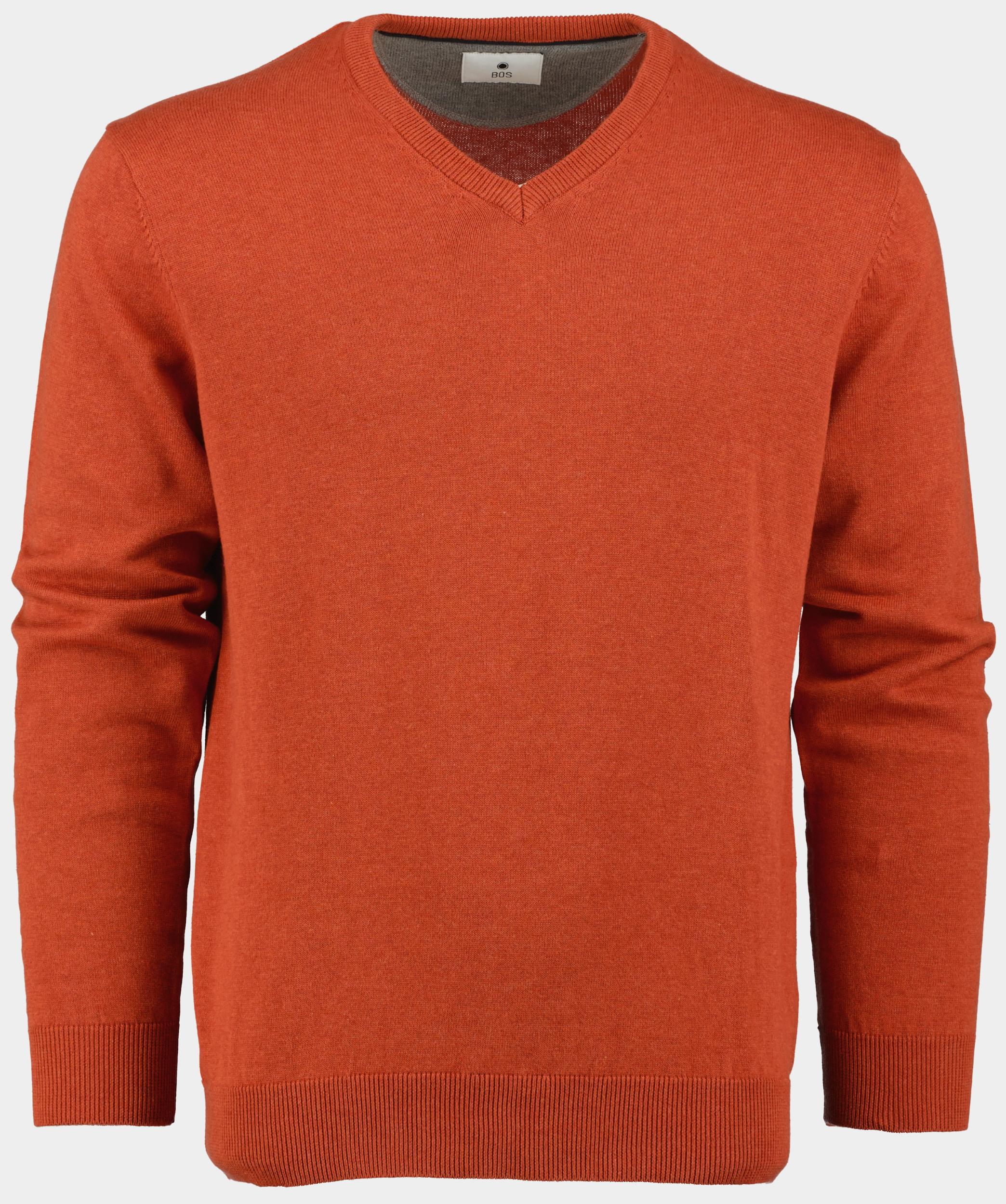 Bos Pullover Oranje Katoenen V-hals 428100CCT/355