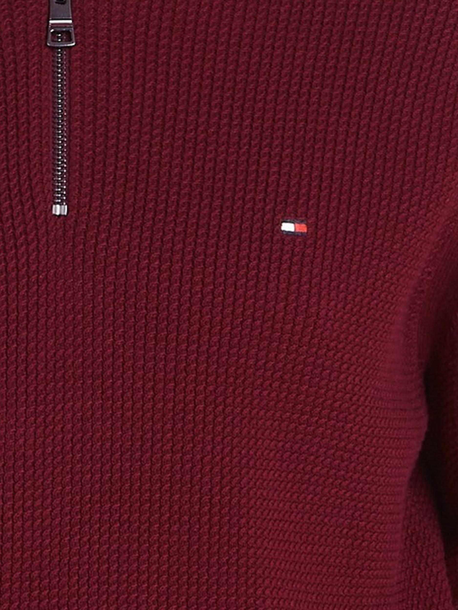 Tommy Hilfiger Pullover Rood Structure Zip Mock MW0MW36527/VLP