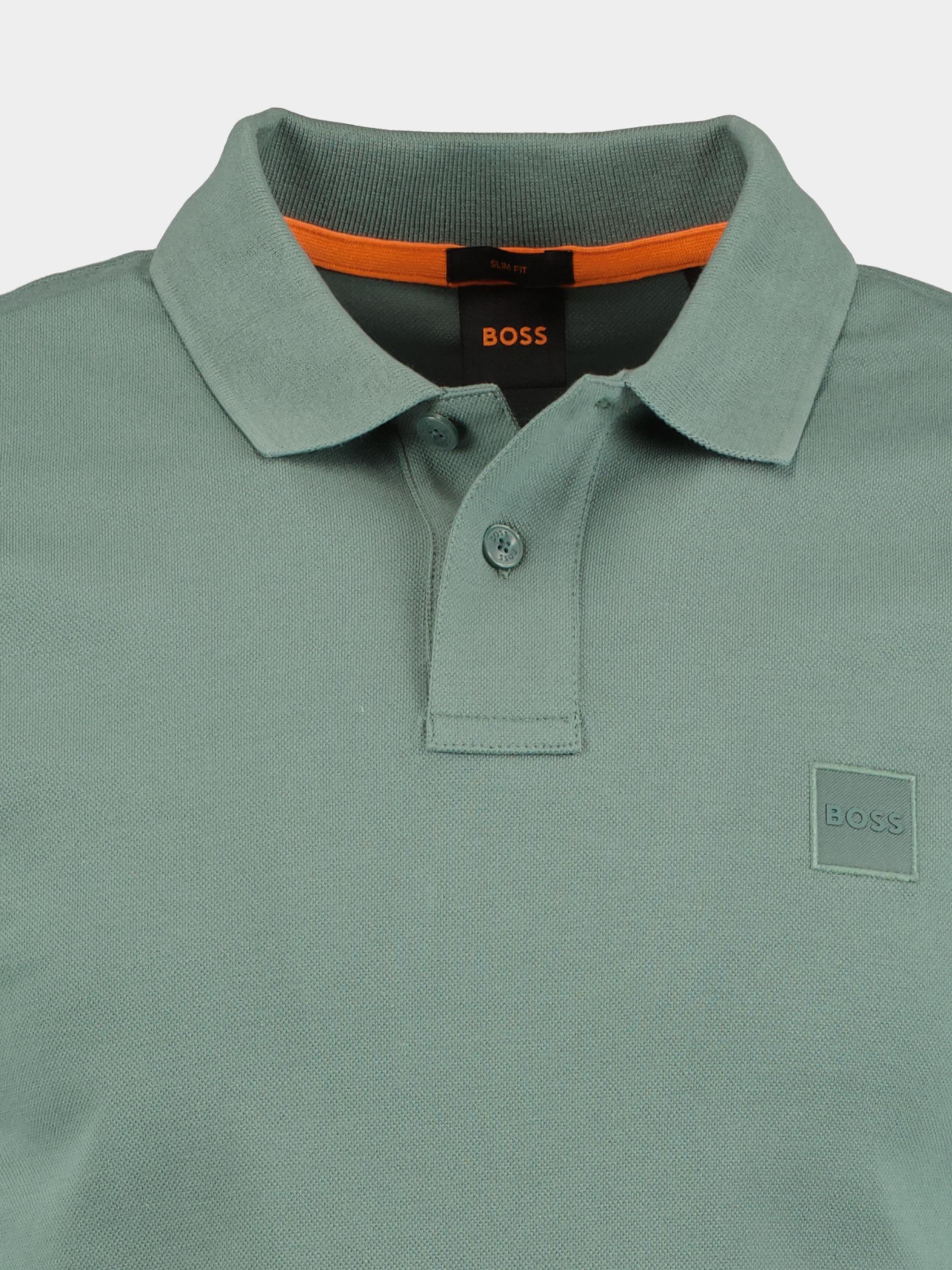 BOSS Orange Polo lange mouw Groen Passerby 10256683 01 50507704/341