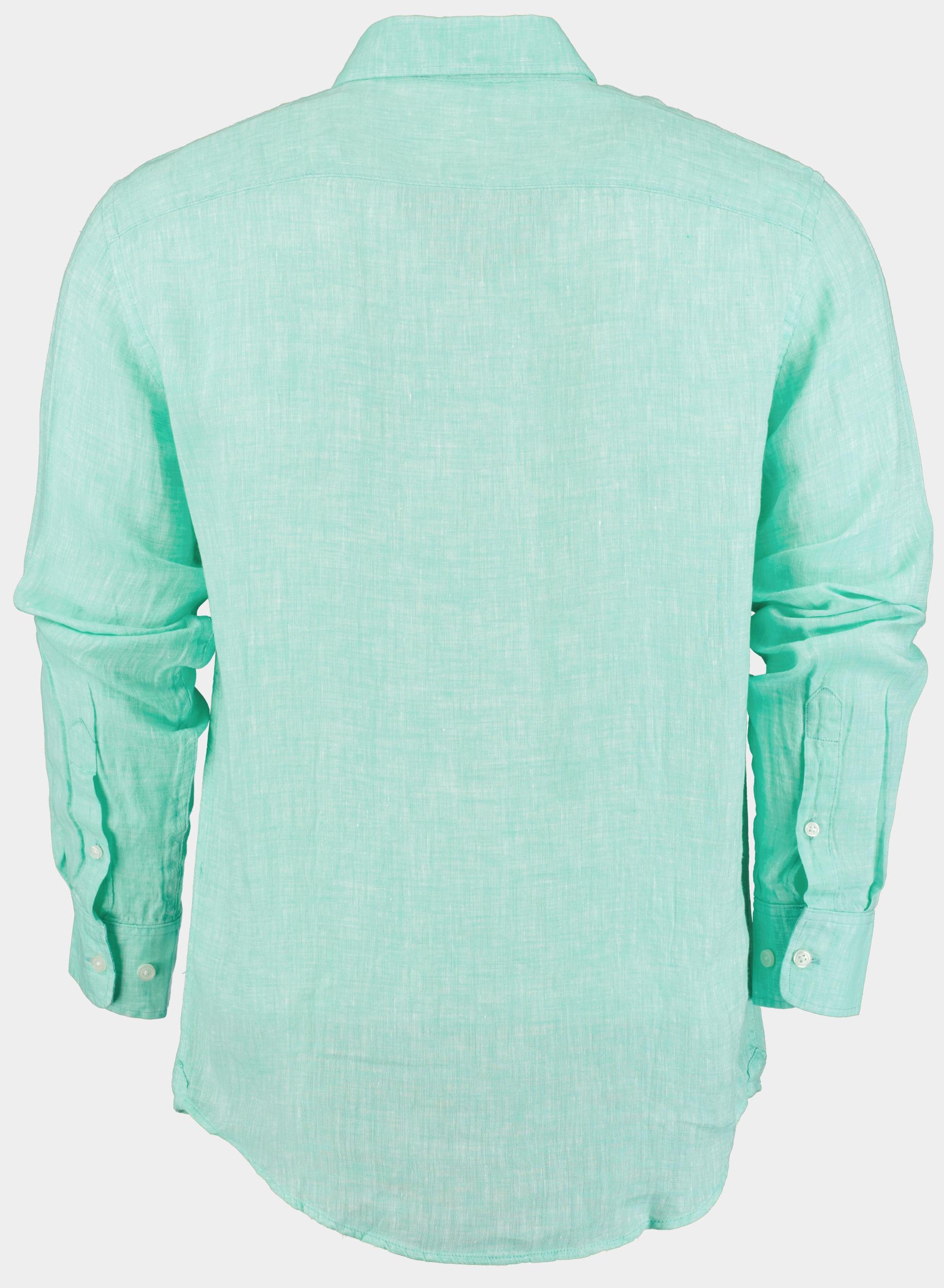 Blue Coast Casual hemd lange mouw Groen 100% Linnen MOB118 Uni/45