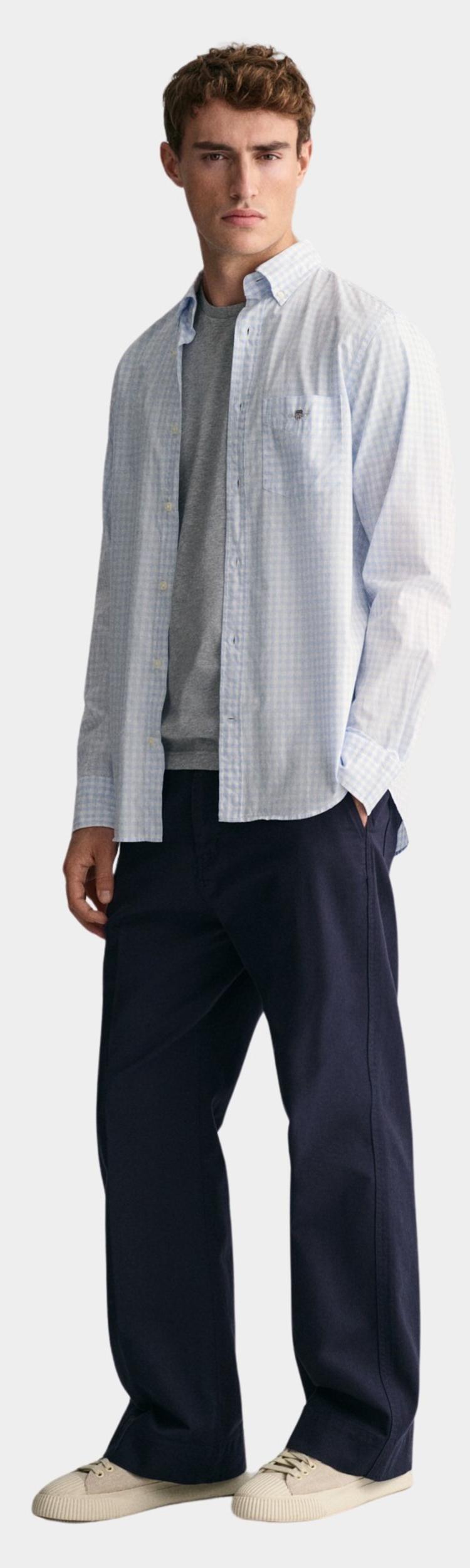 Gant Casual hemd lange mouw Blauw Poplin Gingham Shirt 3000120/455