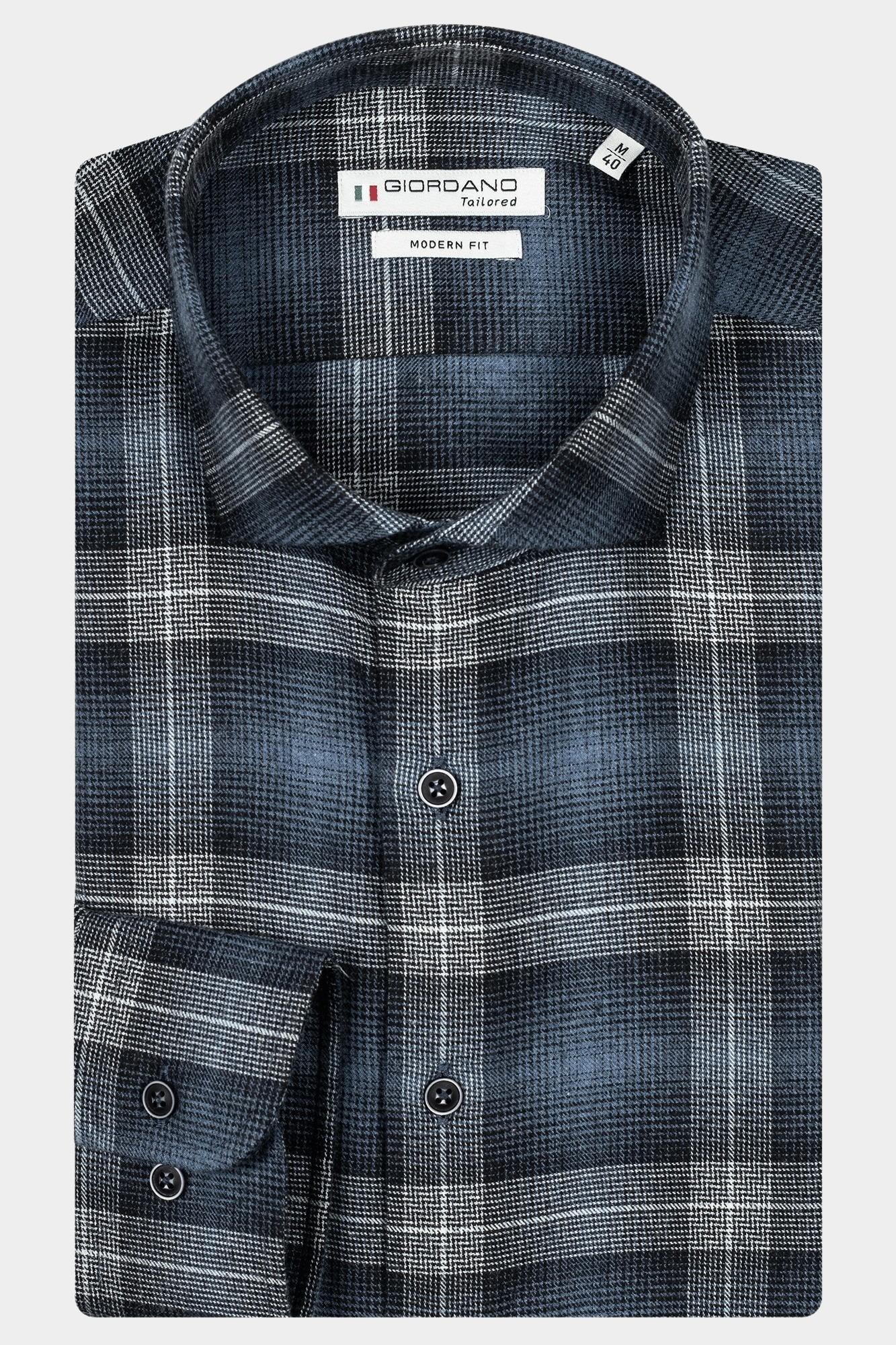 Giordano Casual hemd lange mouw Blauw Row, LS Cutaway  Bold Check 427831/60