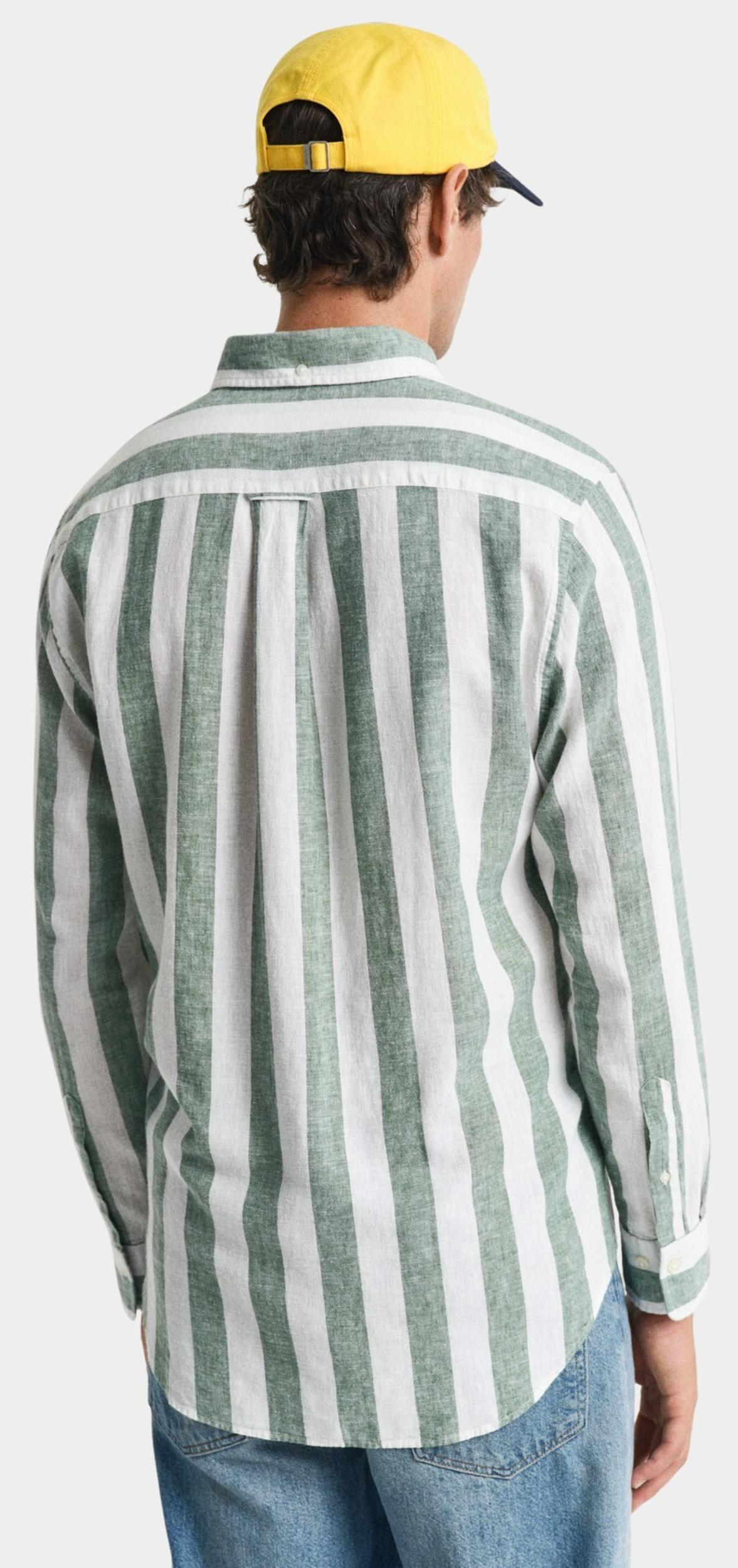 Gant Casual hemd lange mouw Groen REG COTTON LINEN BOLD STRIPE 3250043/318