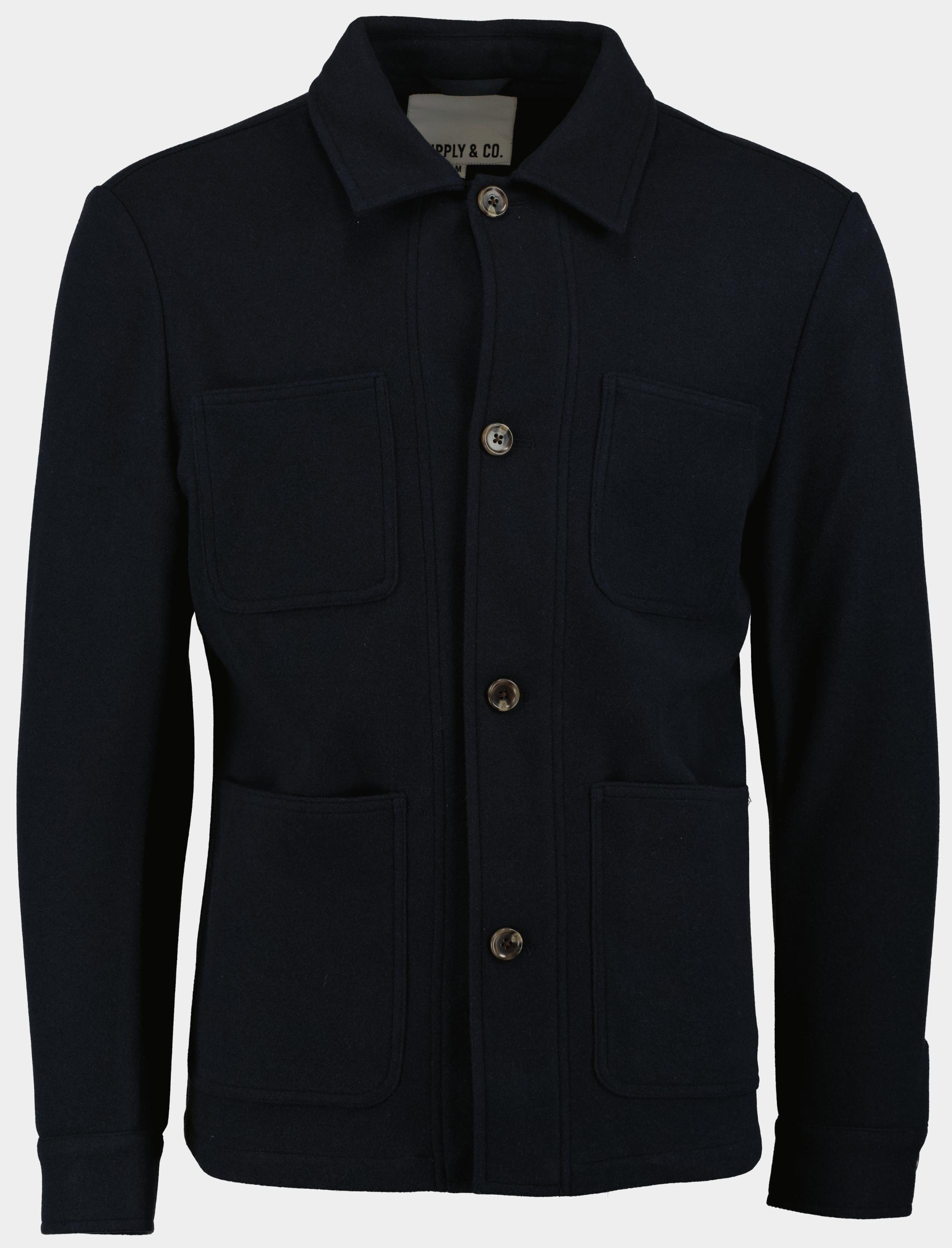 Supply & Co. Overshirt Blauw Curt Woolen Shirtjacket With 24314CU08/290 navy