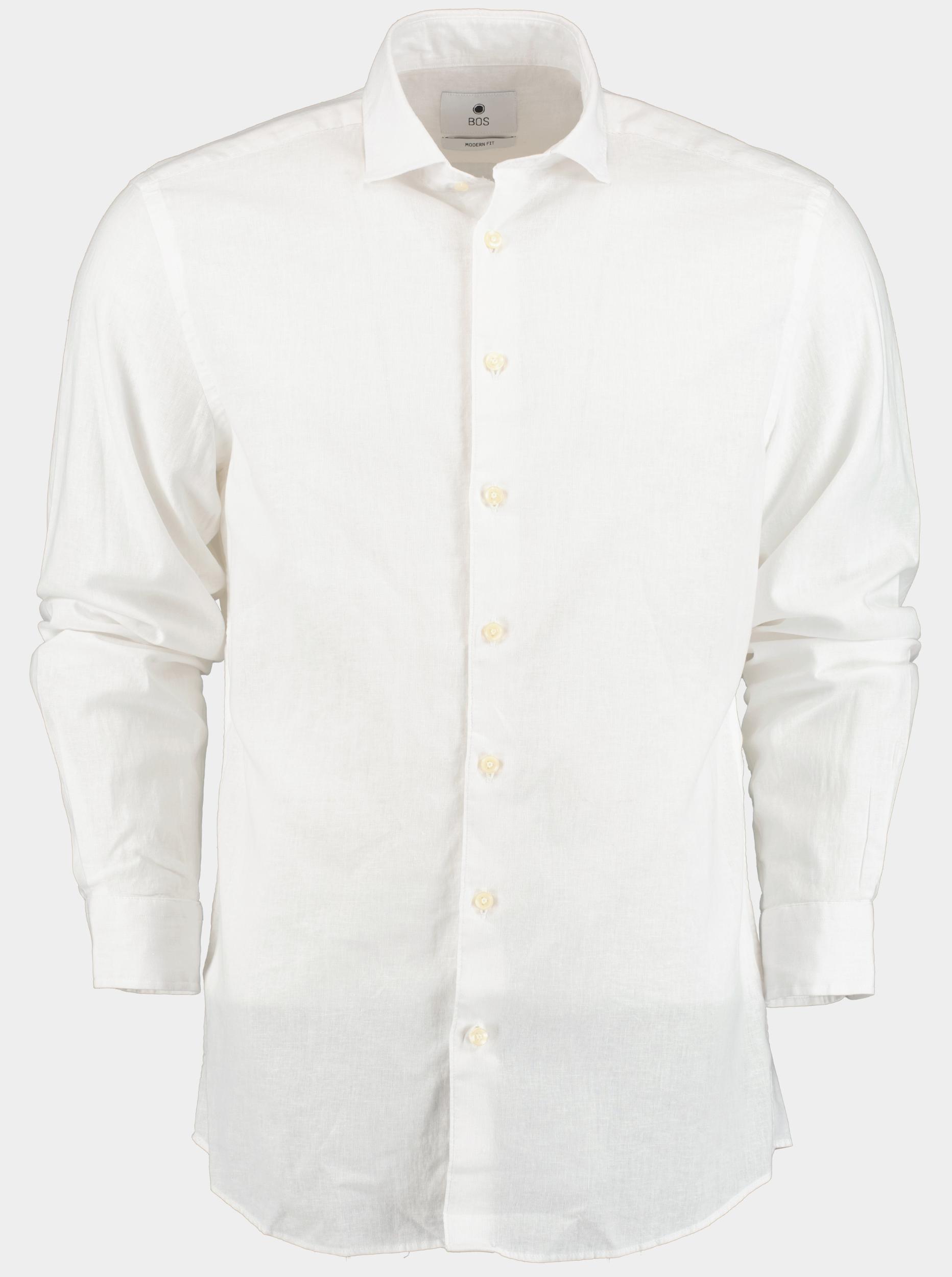 Bos Casual hemd lange mouw Wit Avenue Li-co Ws Plain Shirt L 24107AV01BO/100 White