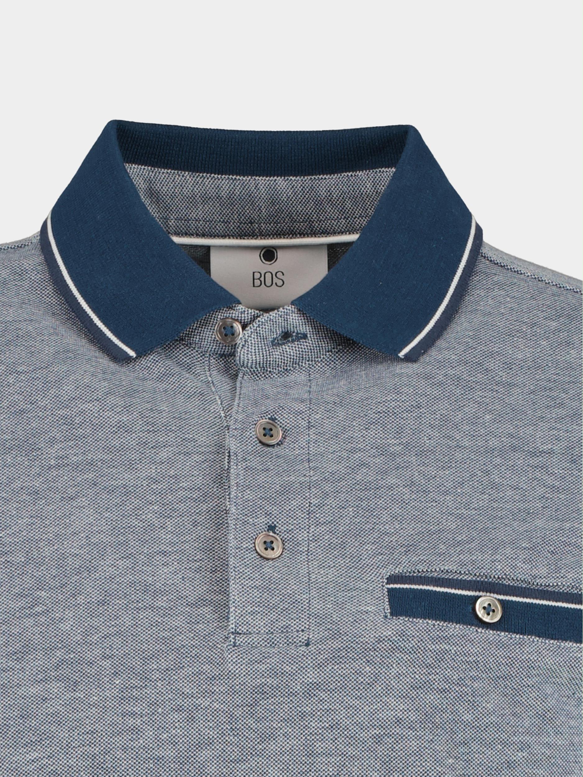 Bos Polo korte mouw Blauw Oxan Polo Oxford 23108OX46BO/267 dark denim