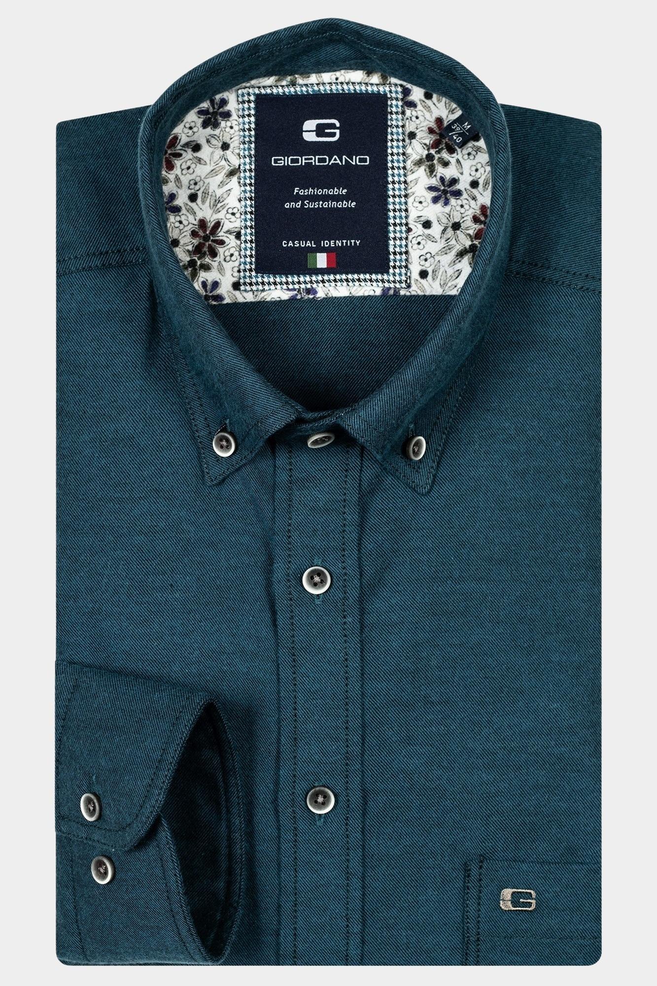 Giordano Casual hemd lange mouw Blauw Brando, LS Button Down  Two-T 427001/65