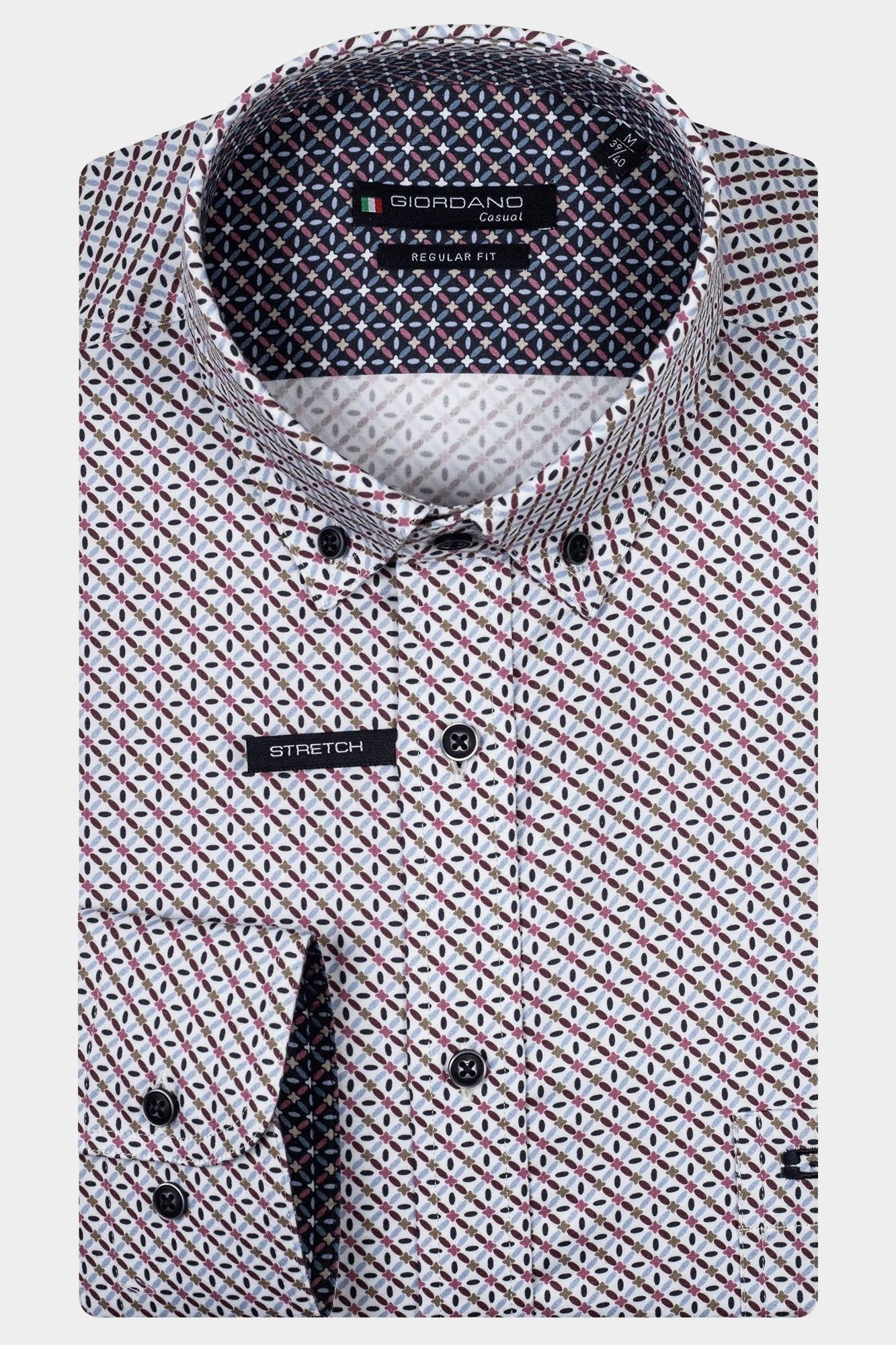 Giordano Casual hemd lange mouw Roze Ivy, LS Button Down Graphic P 427012/50