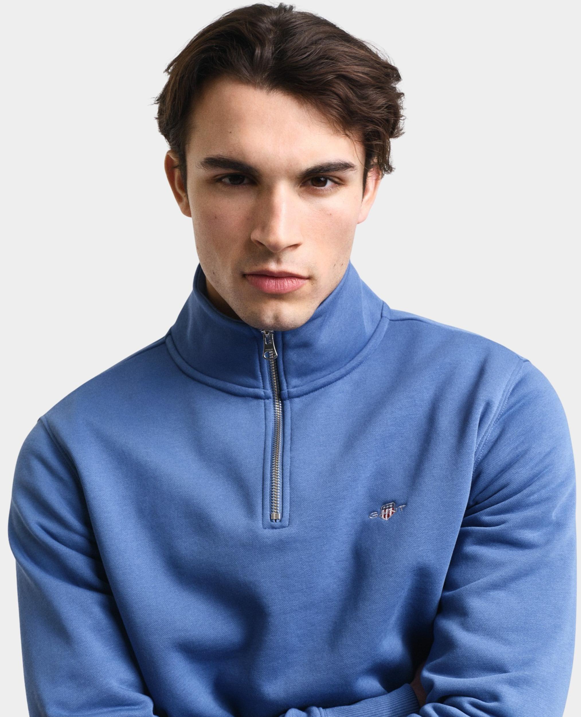 Gant Sweater Blauw Shield half zip sweat 2008005/442