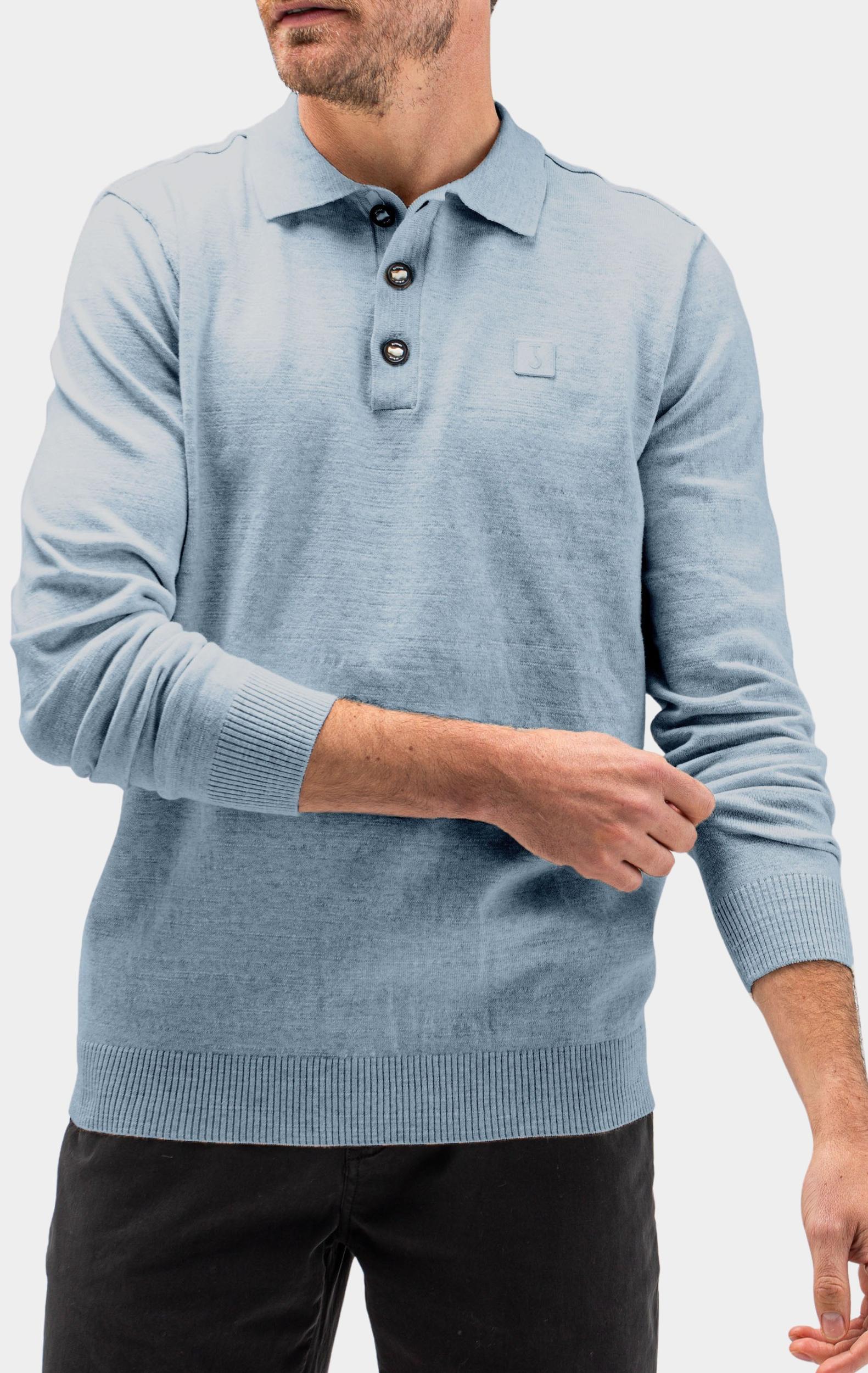 Butcher of Blue Polo lange mouw Blauw Lt Clifden Polo L/S M2416001/836