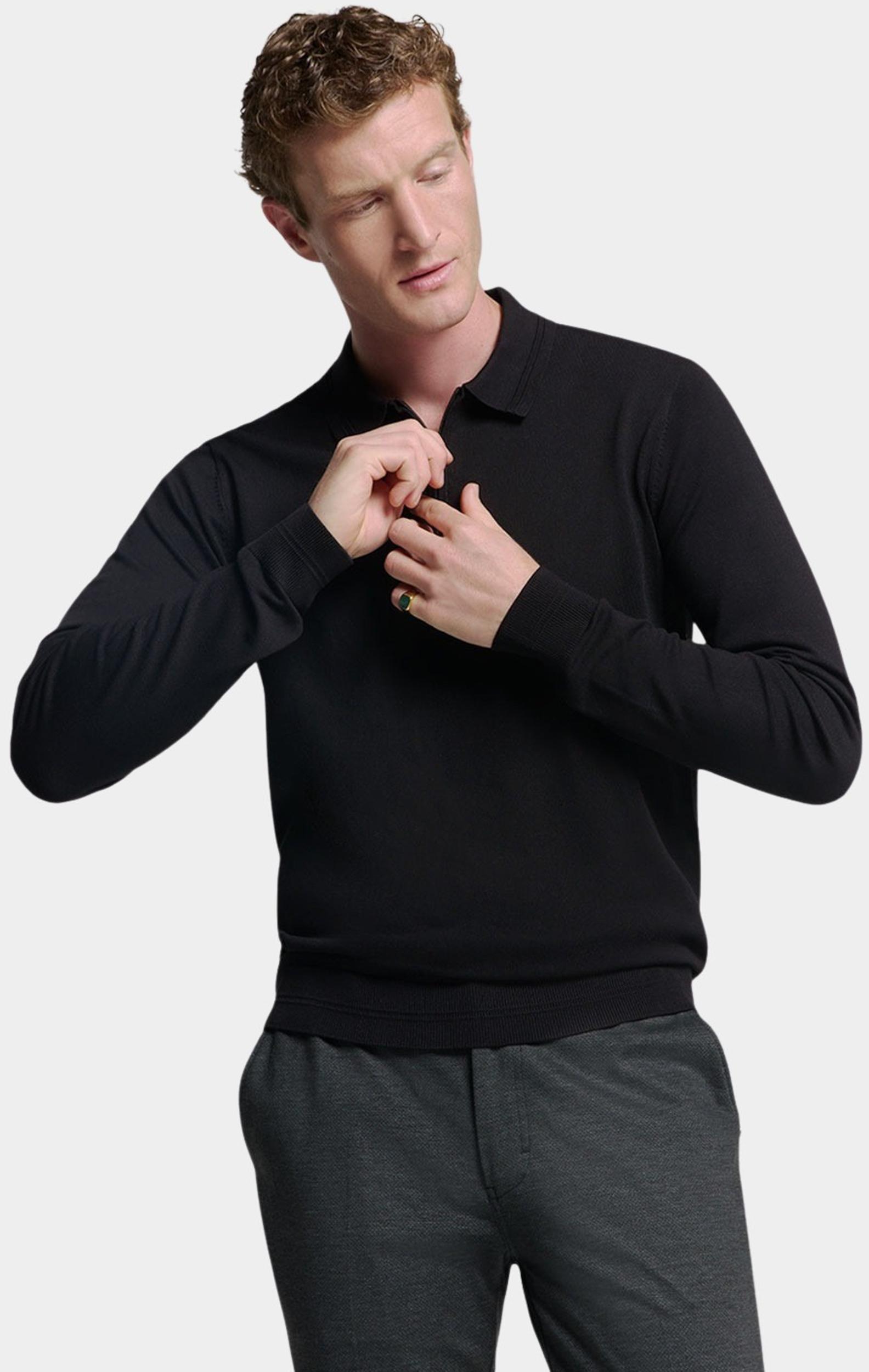 No Excess Pullover Zwart Pullover Polo Half Zip 25210846/020