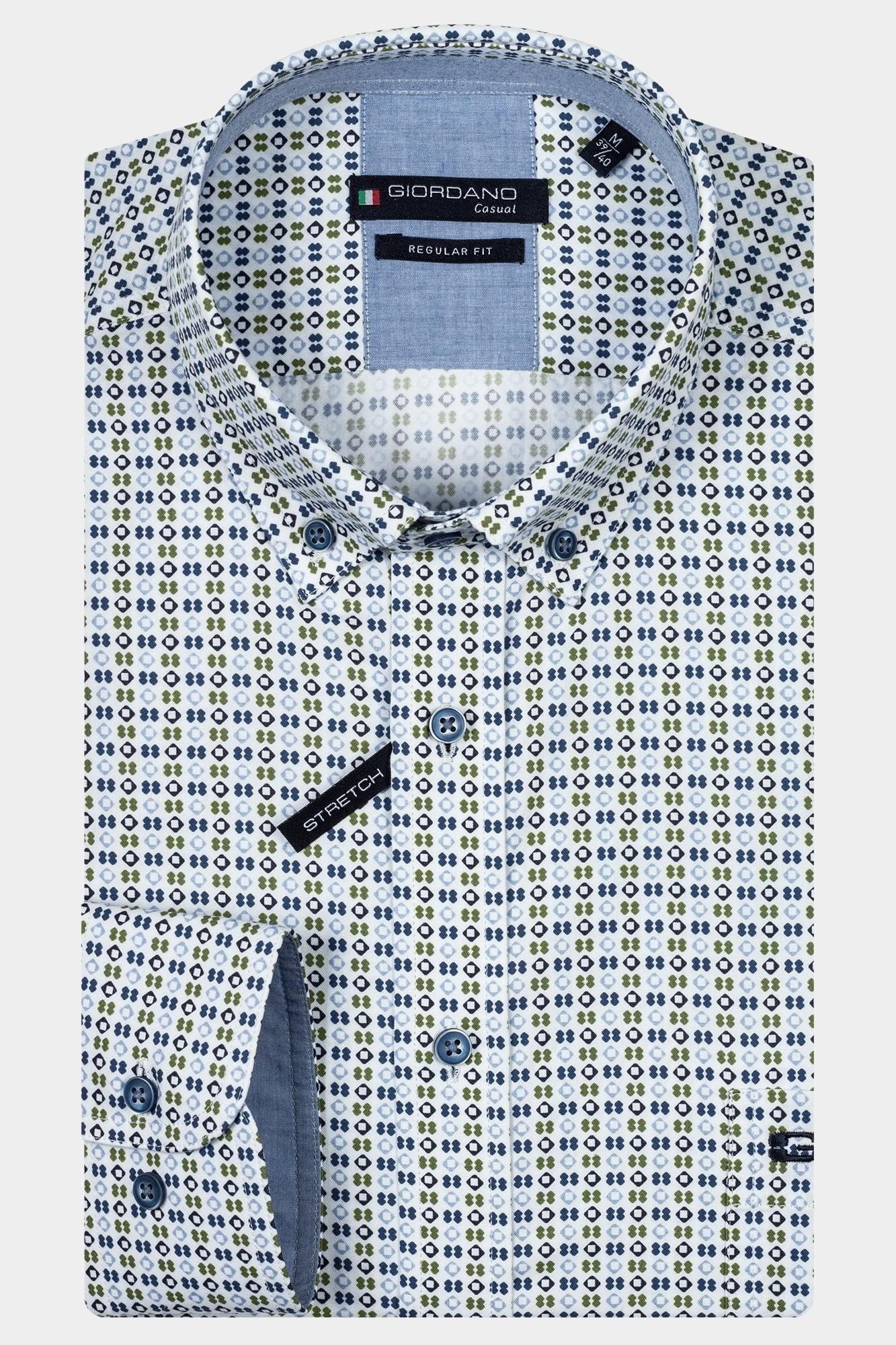 Giordano Casual hemd lange mouw Groen Ivy, LS Button Down Minimal P 427025/70