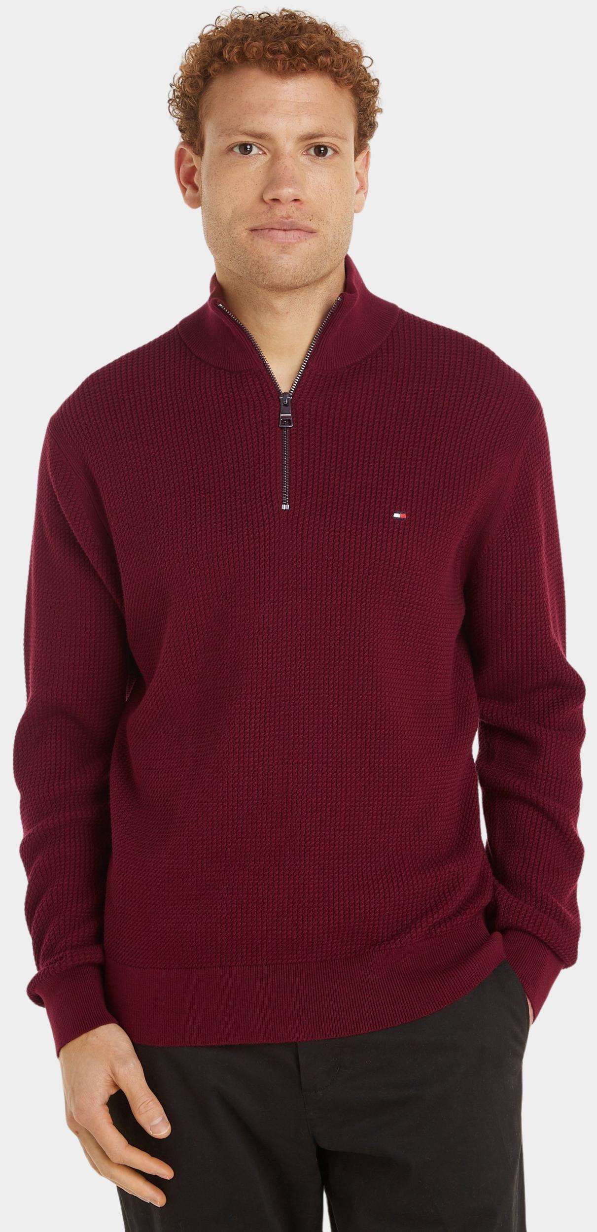 Tommy Hilfiger Pullover Rood Structure Zip Mock MW0MW36527/VLP