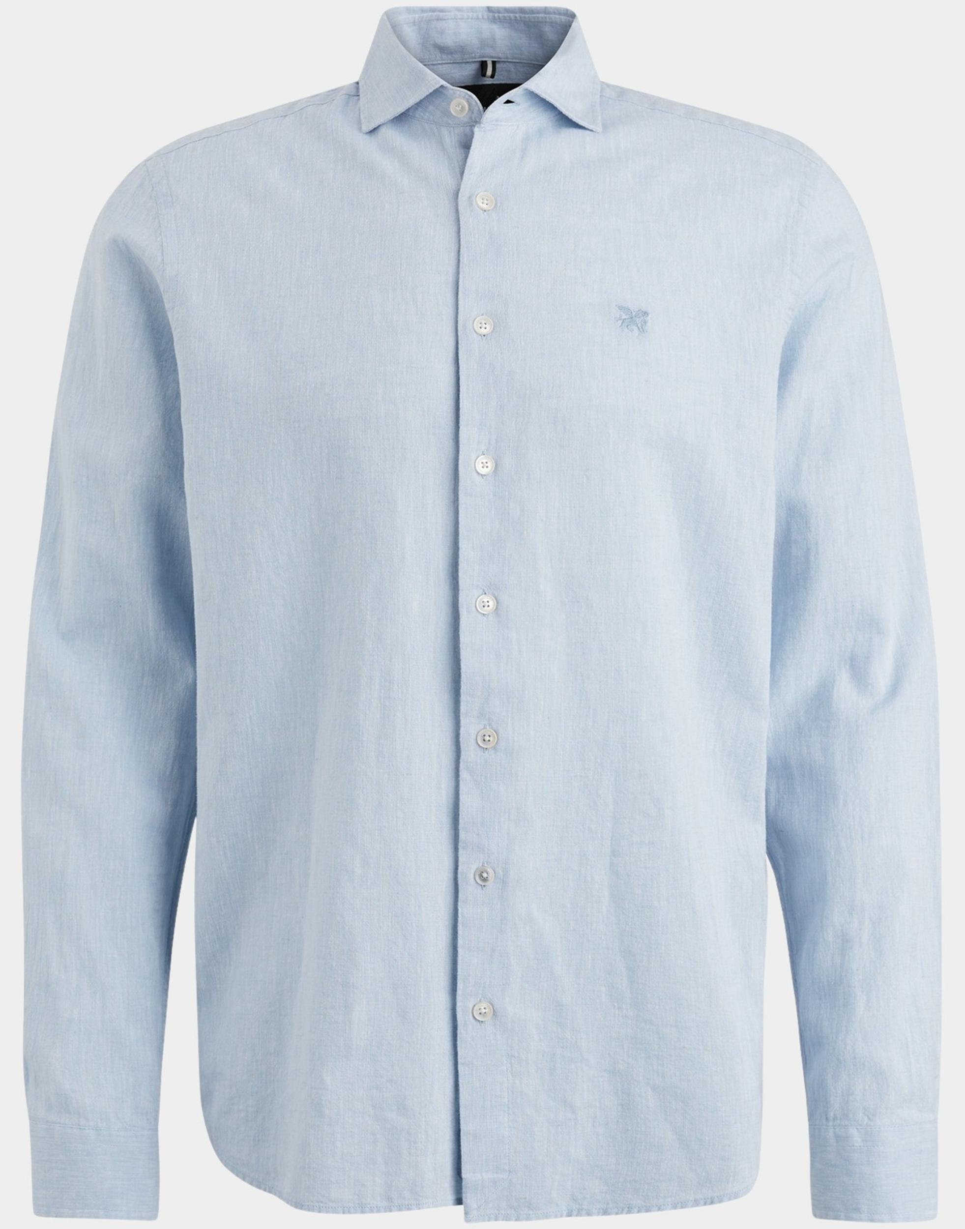 Vanguard Casual hemd lange mouw Blauw Long Sleeve Shirt Linen Cotto VSI2404250/5376