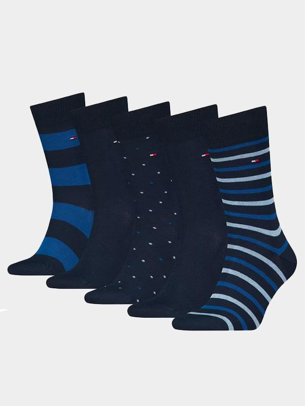 Tommy Hilfiger Cadeaubox Sokken Blauw TH Men Sock 5p Giftbox Stripe 701229782/001