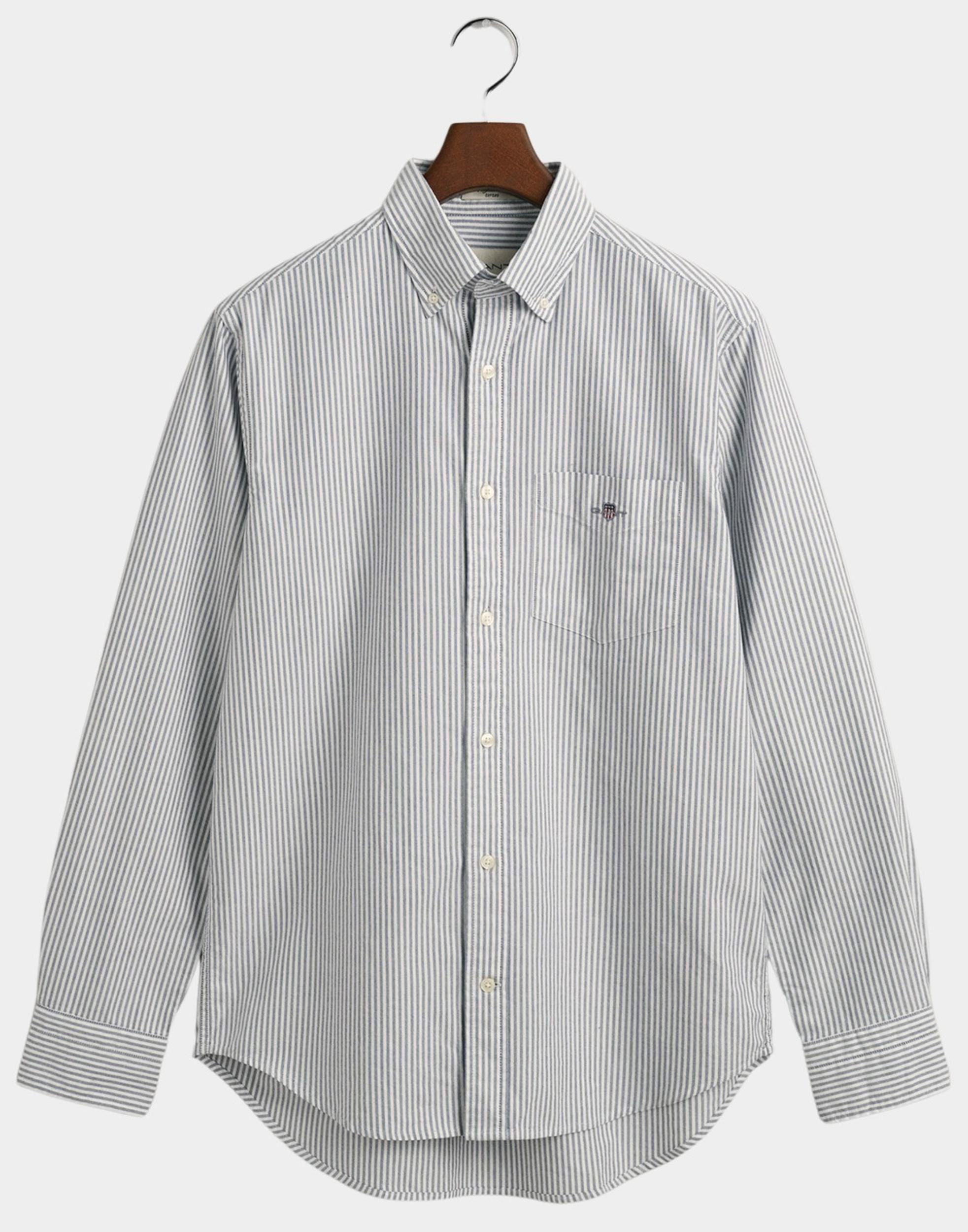 Gant Casual hemd lange mouw Blauw Oxford Banker Stripe Shirt 3000230/423