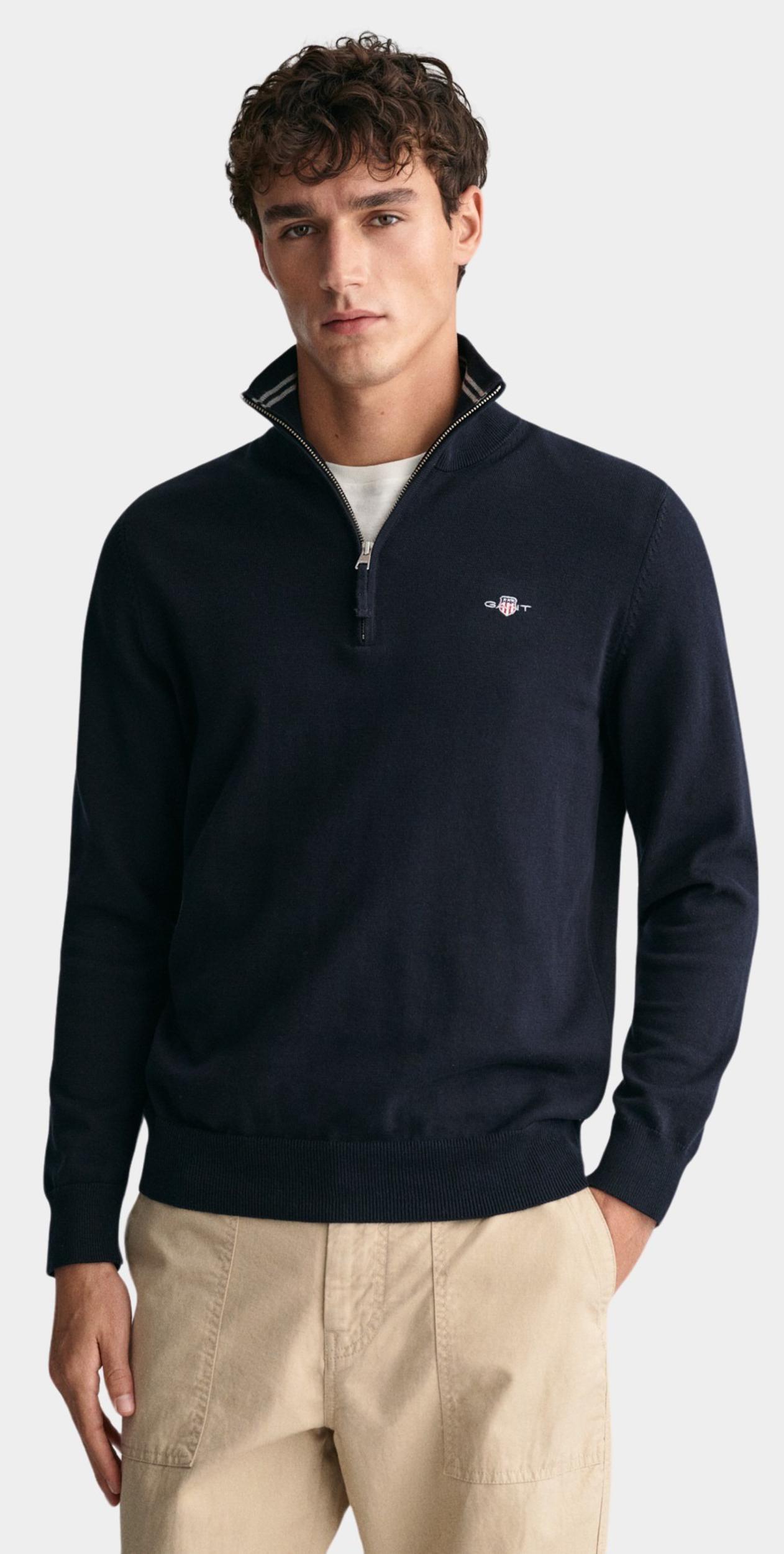 Gant Pullover Blauw Classic Cotton Half Zip 8030564/433