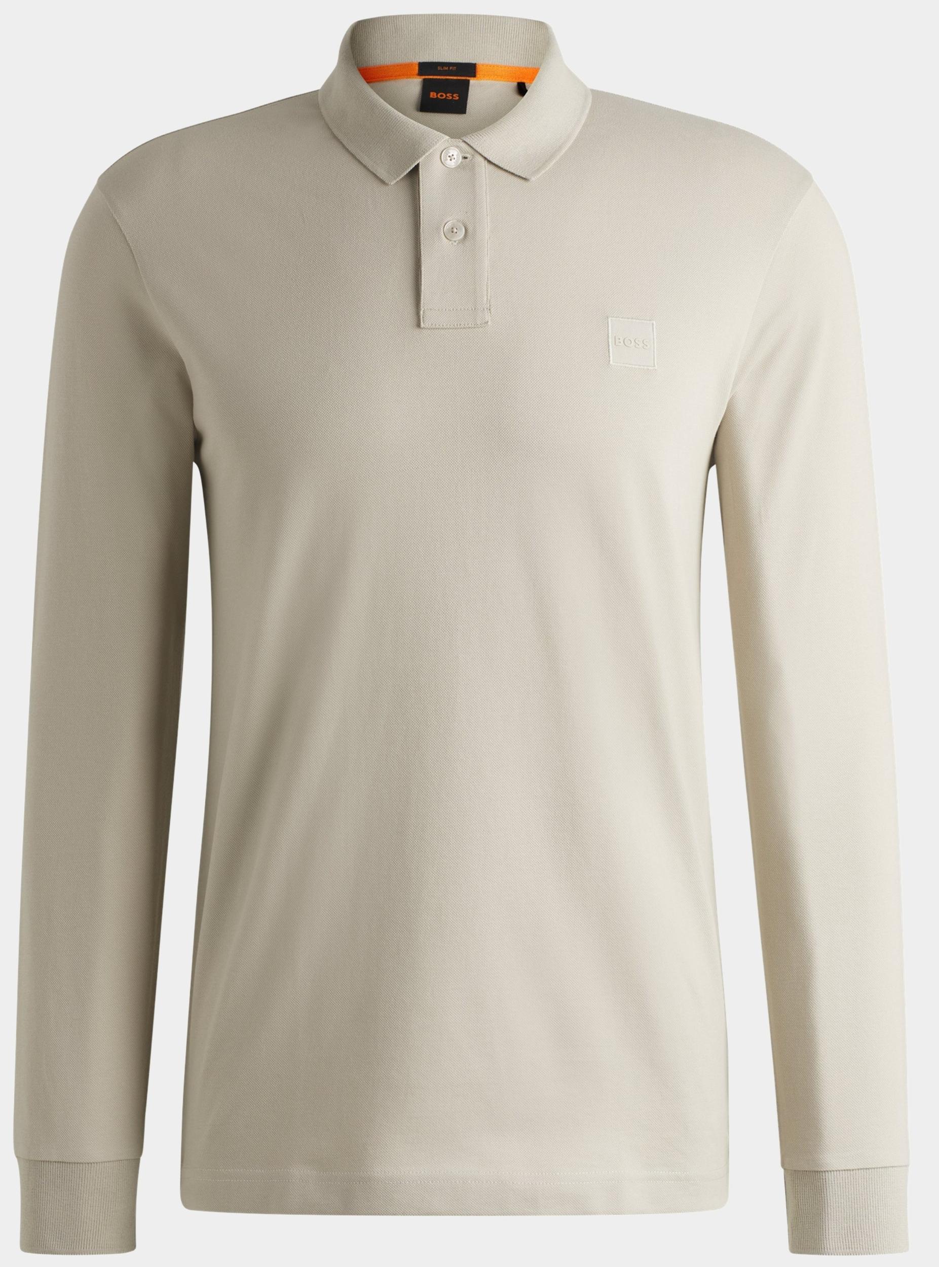 BOSS Orange Polo lange mouw Beige Passerby 10256683 01 50507704/271