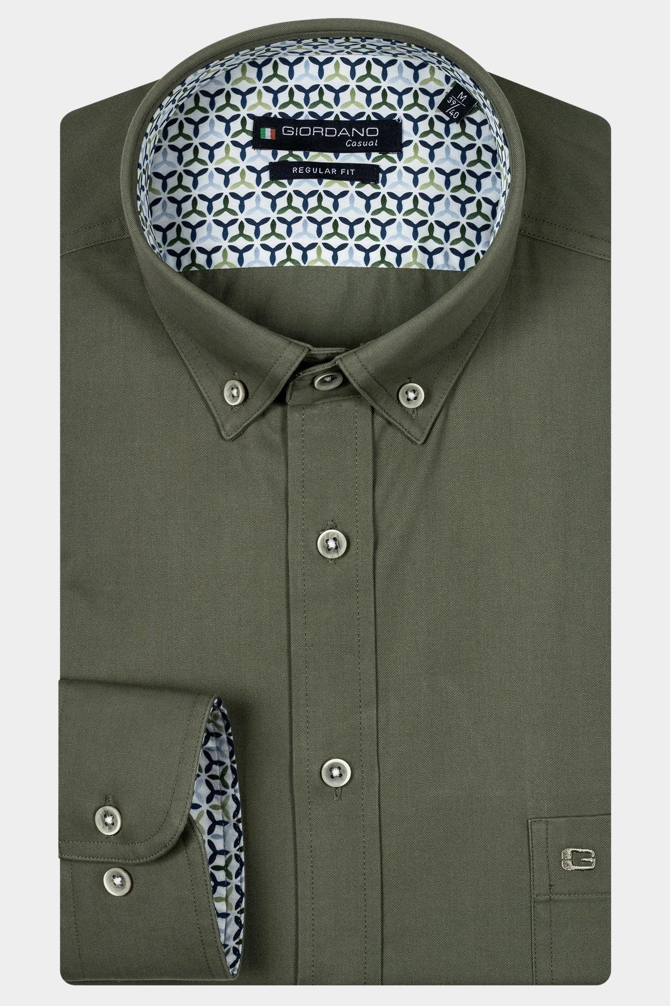 Giordano Casual hemd lange mouw Groen Ivy, LS Button Down Washed Fi 427005/75