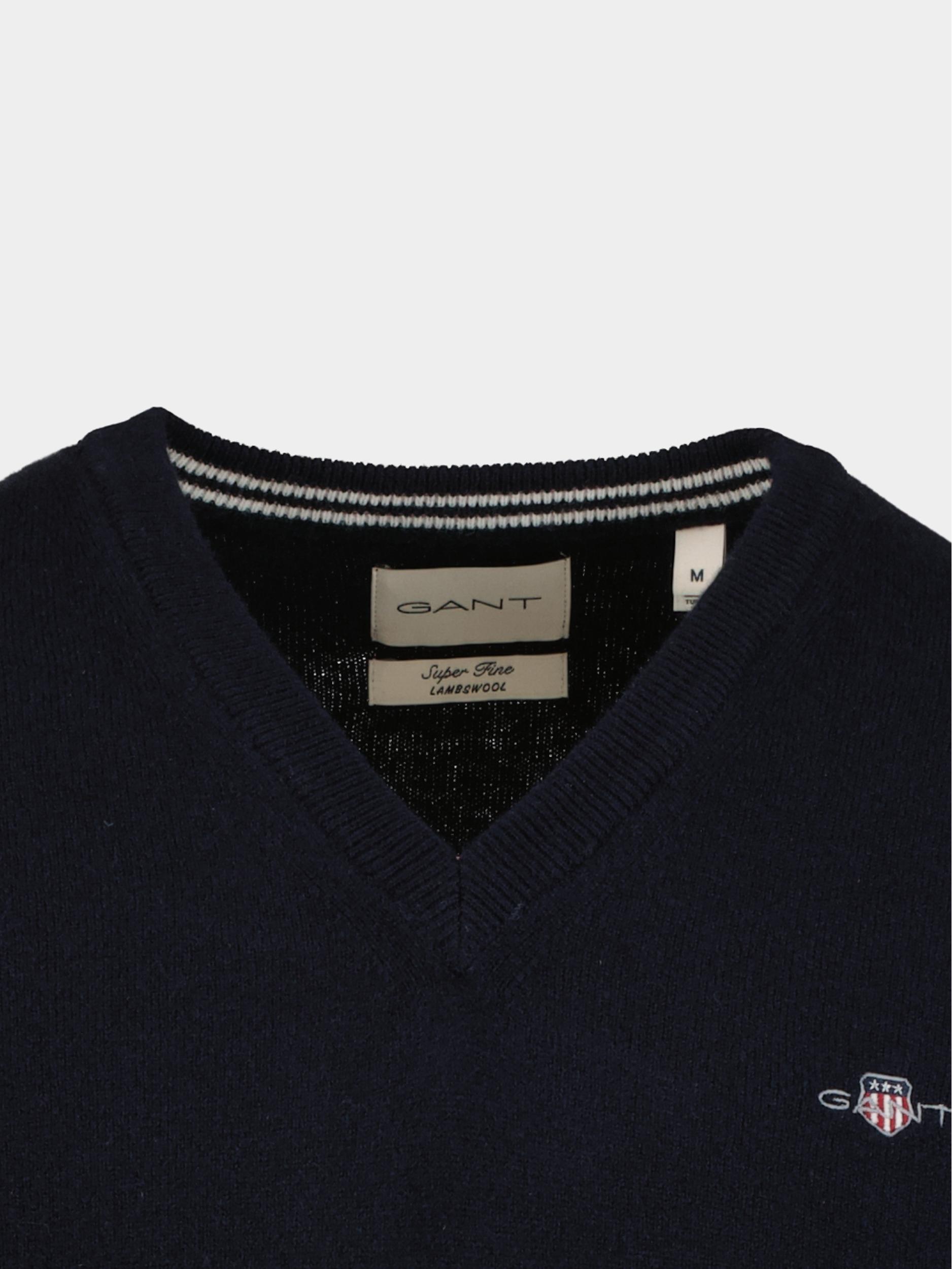 Gant Pullover Blauw Superfine Lambswool V-Neck 87212/410