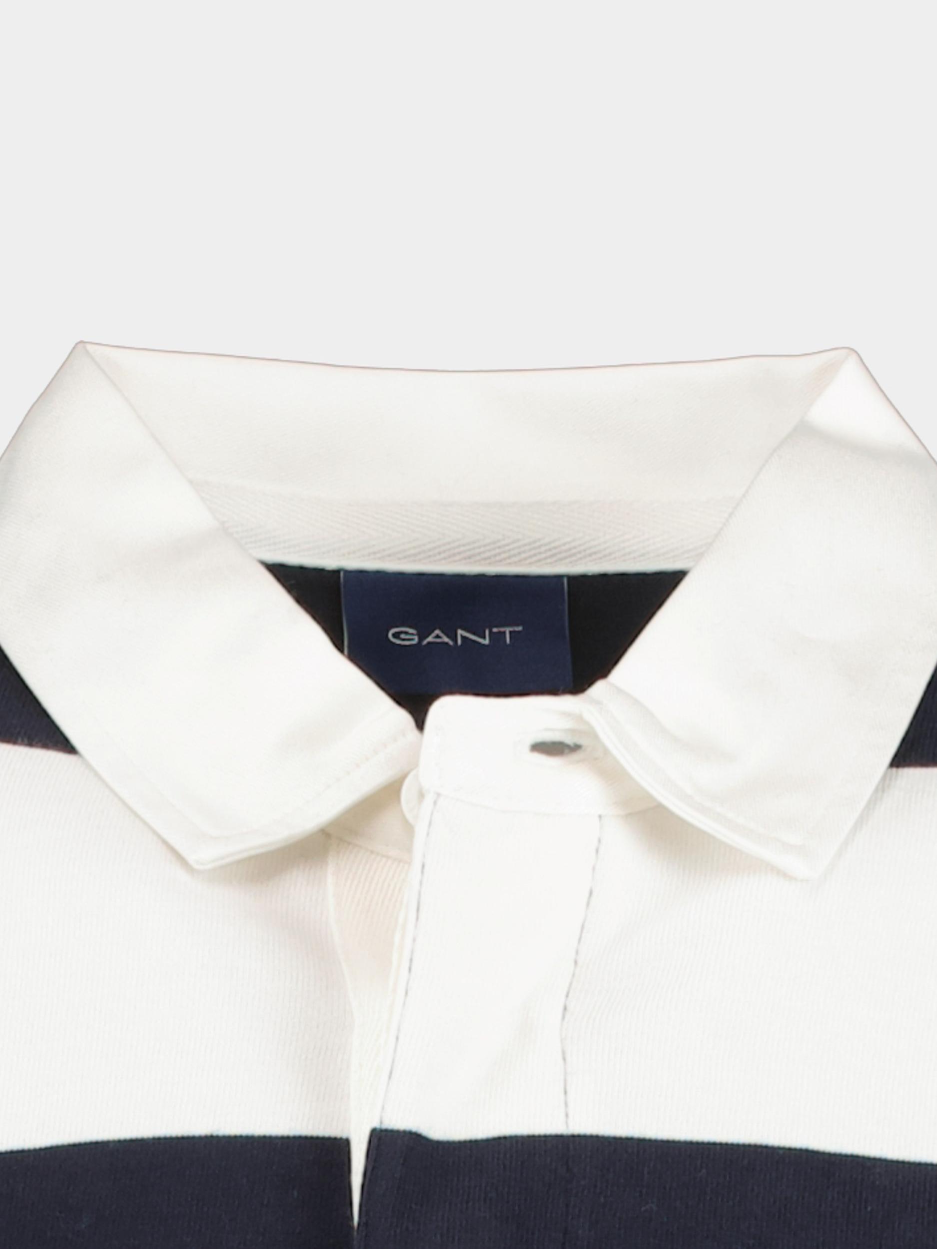 Gant Polo lange mouw Wit Barstripe Heavy Rugger 2005092/113