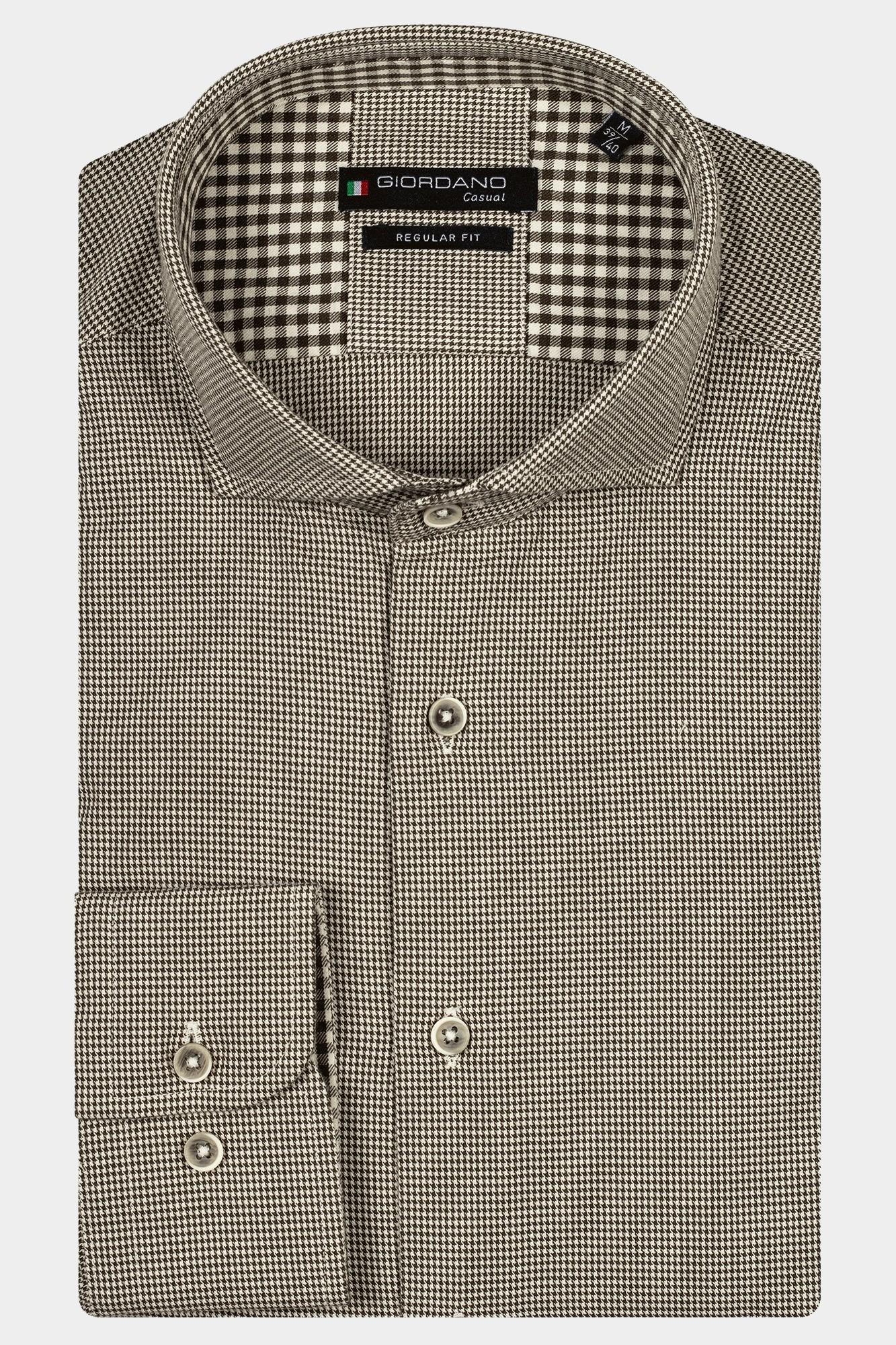 Giordano Casual hemd lange mouw Groen Row, LS Cutaway Two Tone Pied 427312/70