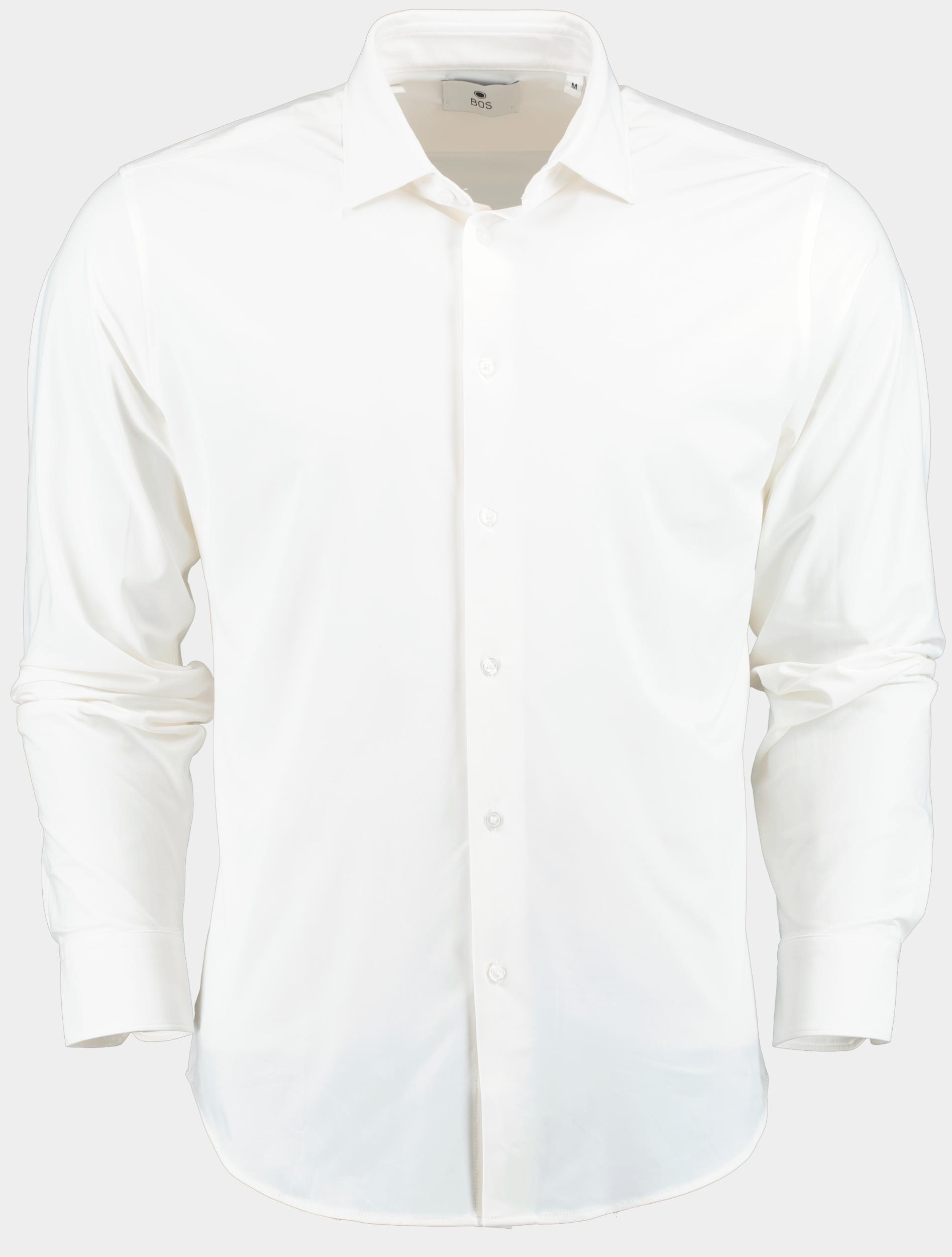 Bos Business hemd lange mouw Wit Stretch shirt 1709724/100