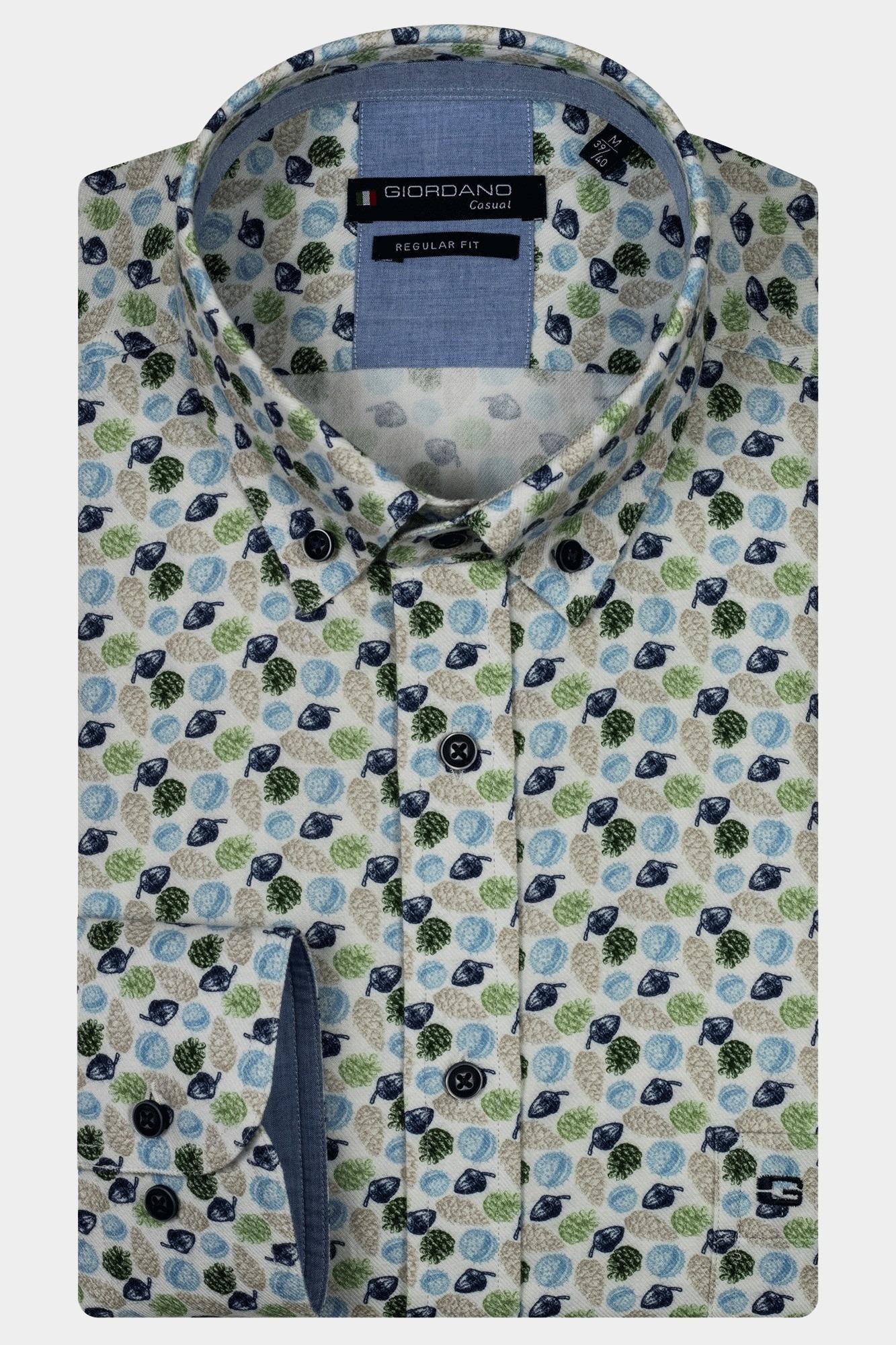 Giordano Casual hemd lange mouw Groen Ivy, LS Button Down Autumn Pr 427014/70