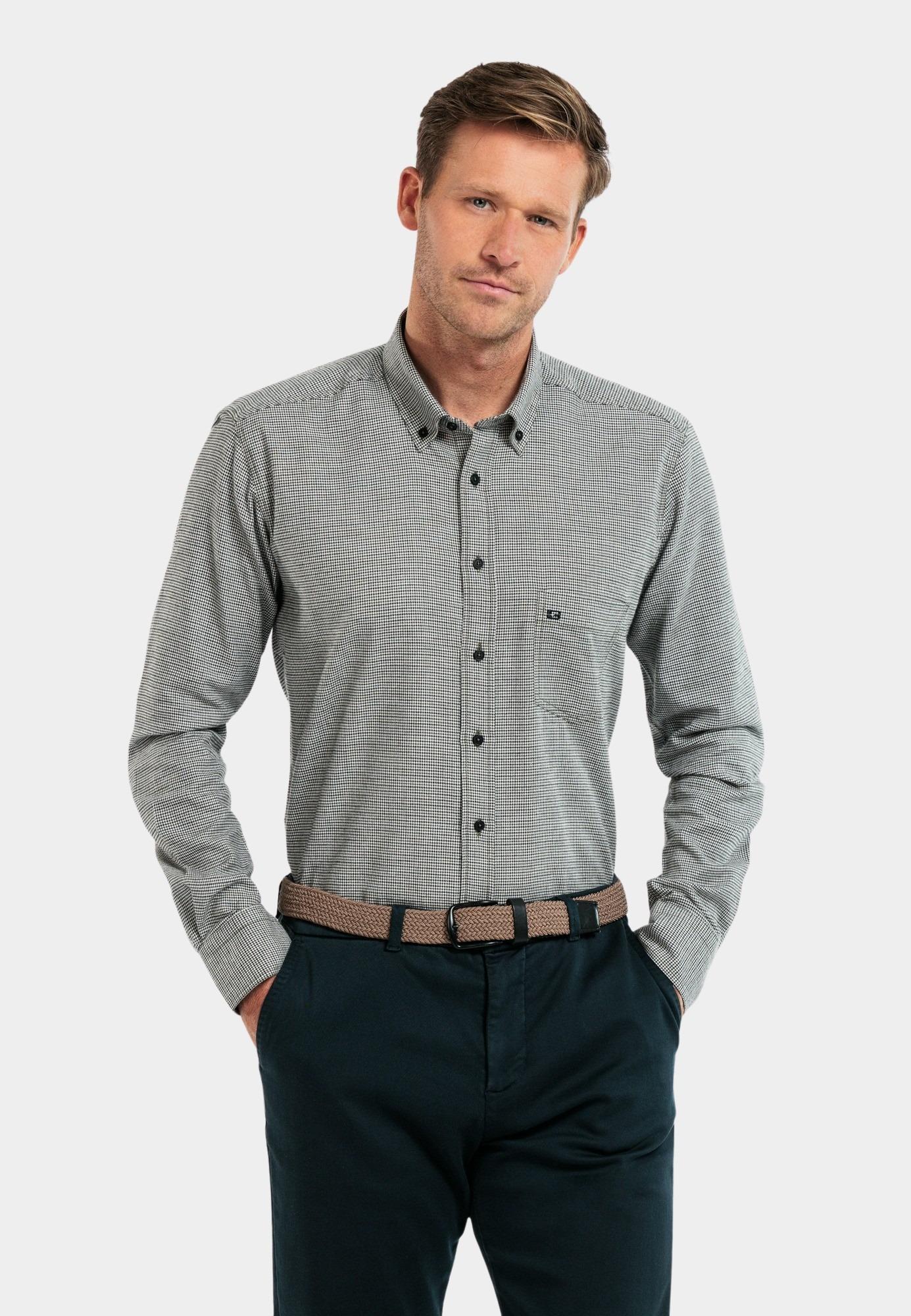 Giordano Casual hemd lange mouw Groen Brando, LS Button Down  Brush 427301/72