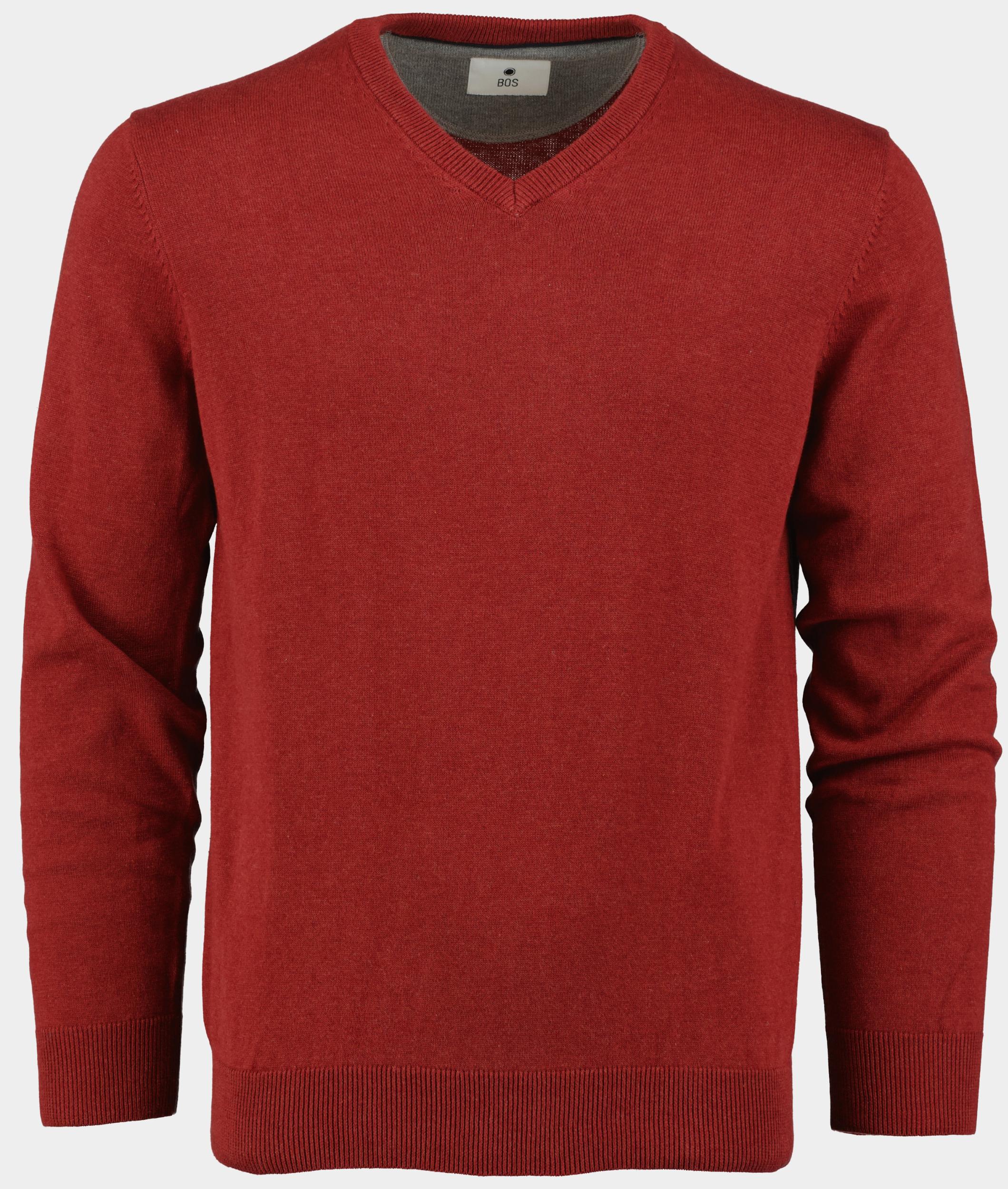 Bos Pullover Rood Katoenen V-hals 428100CCT/365